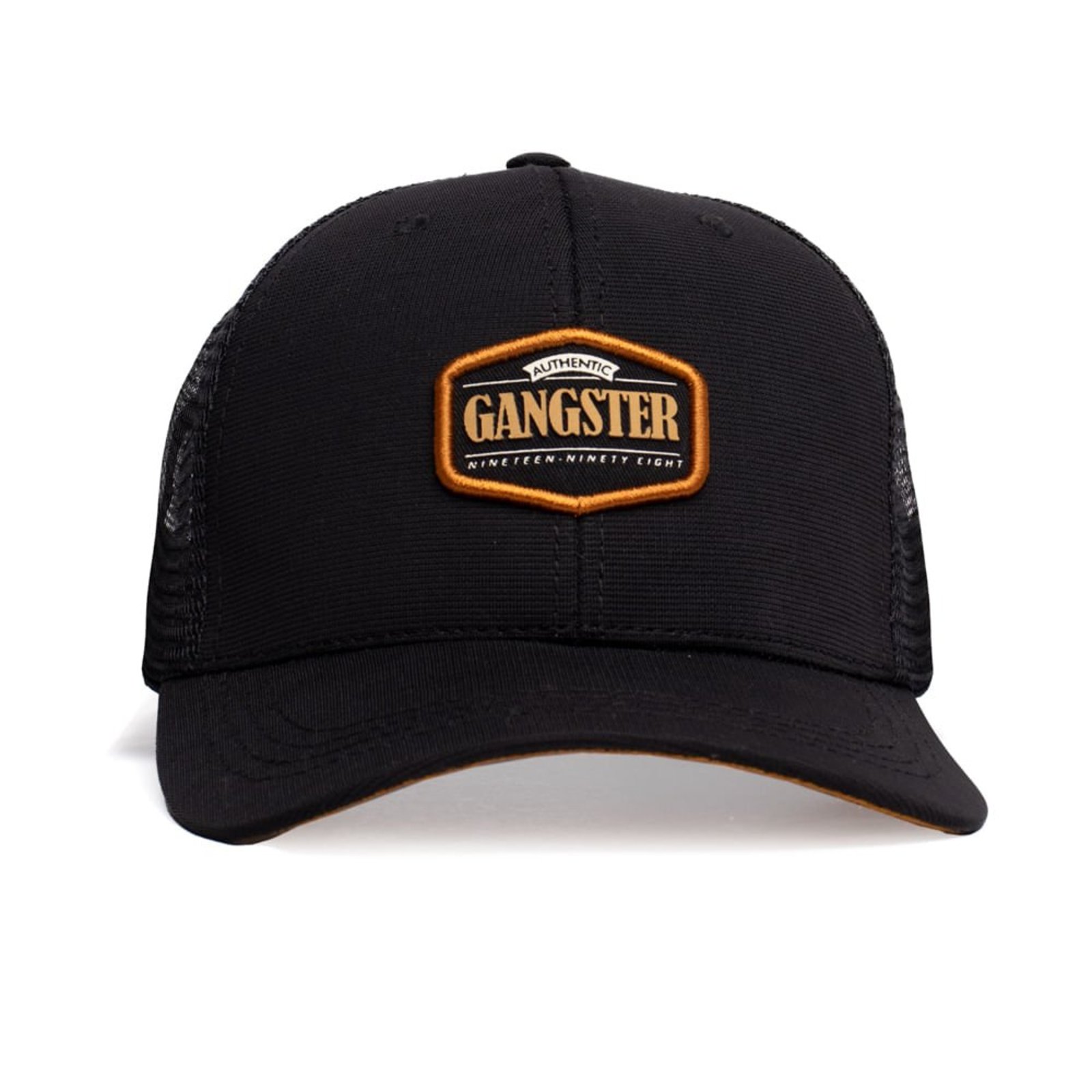 Vista 3 Boné Unissex Gangster Trucker Marrom Gangster preto