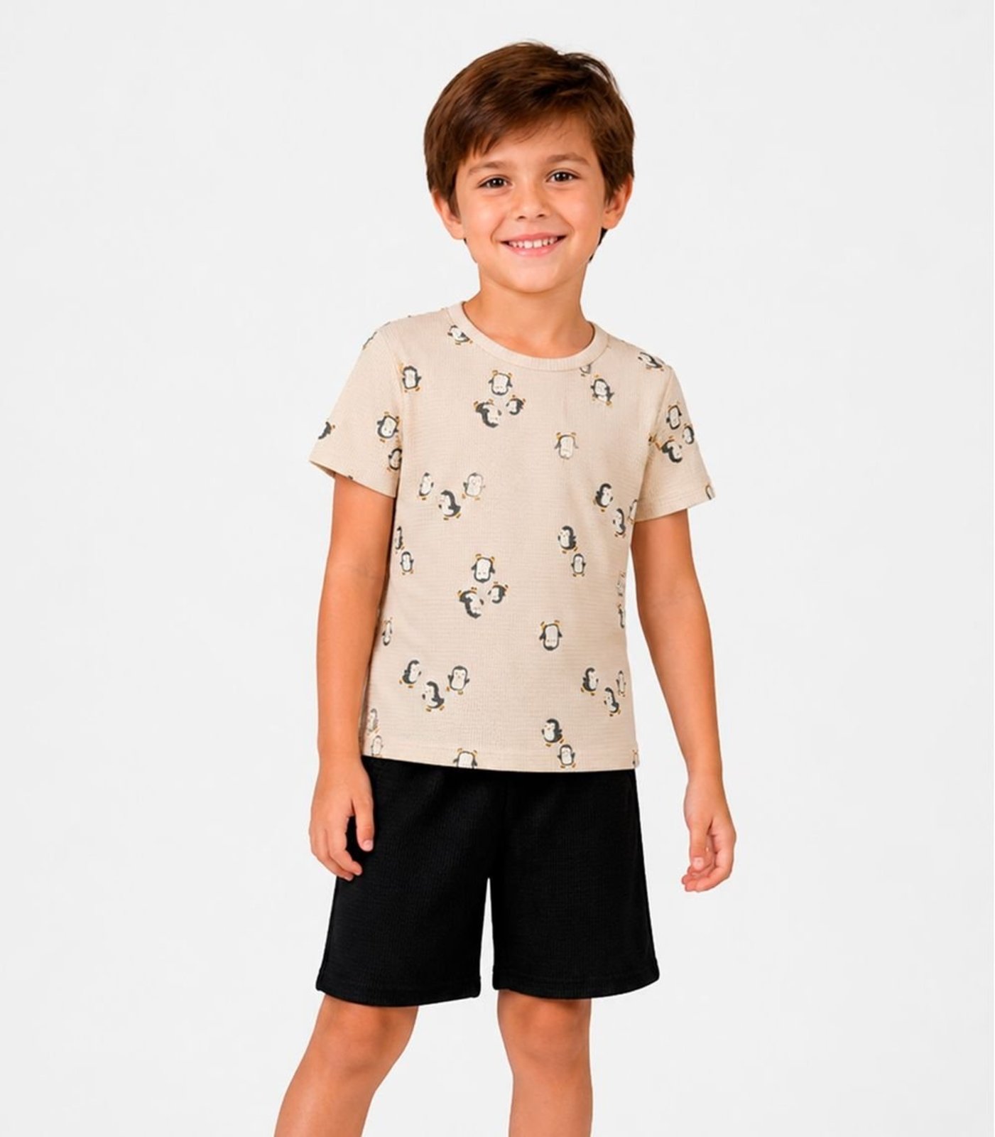Infantil - Conjunto Camiseta Com Bermuda Select Bege