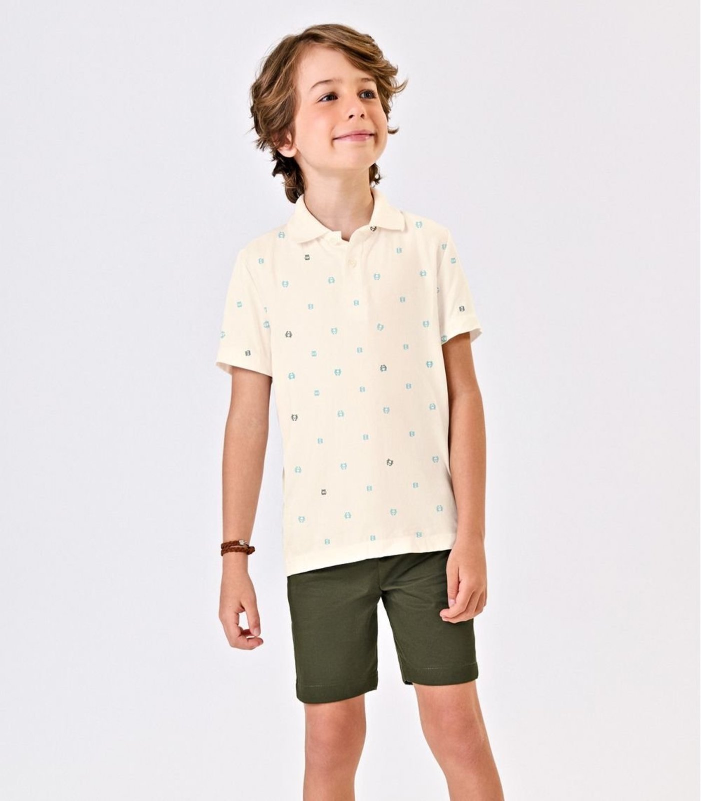 Infantil – Conjunto Polo Com Bermuda Trick Nick Bege