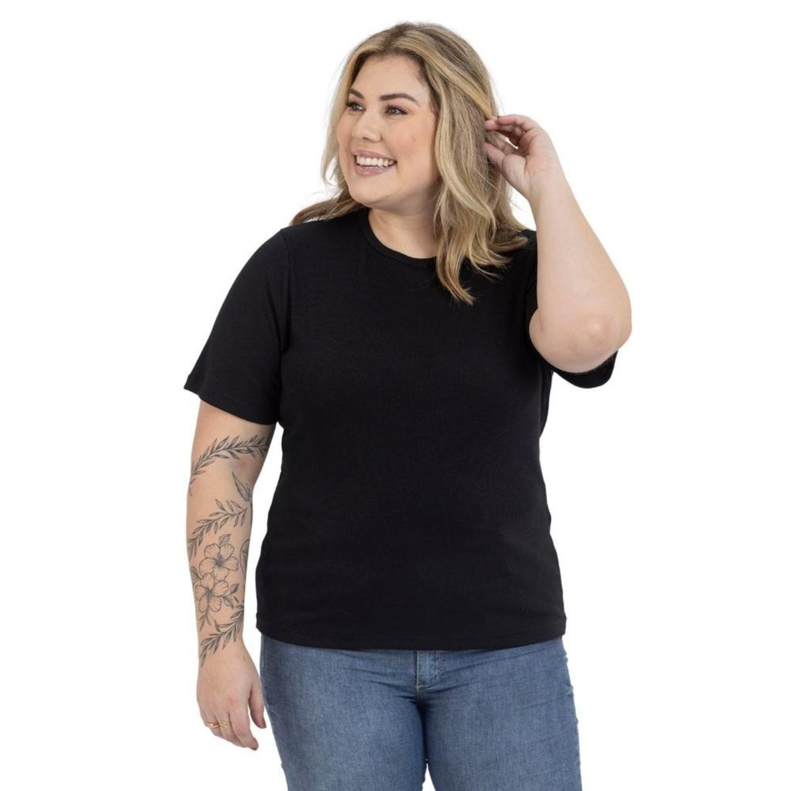 Blusa Plus Size Feminina Ribana Canelada Confortável Básica