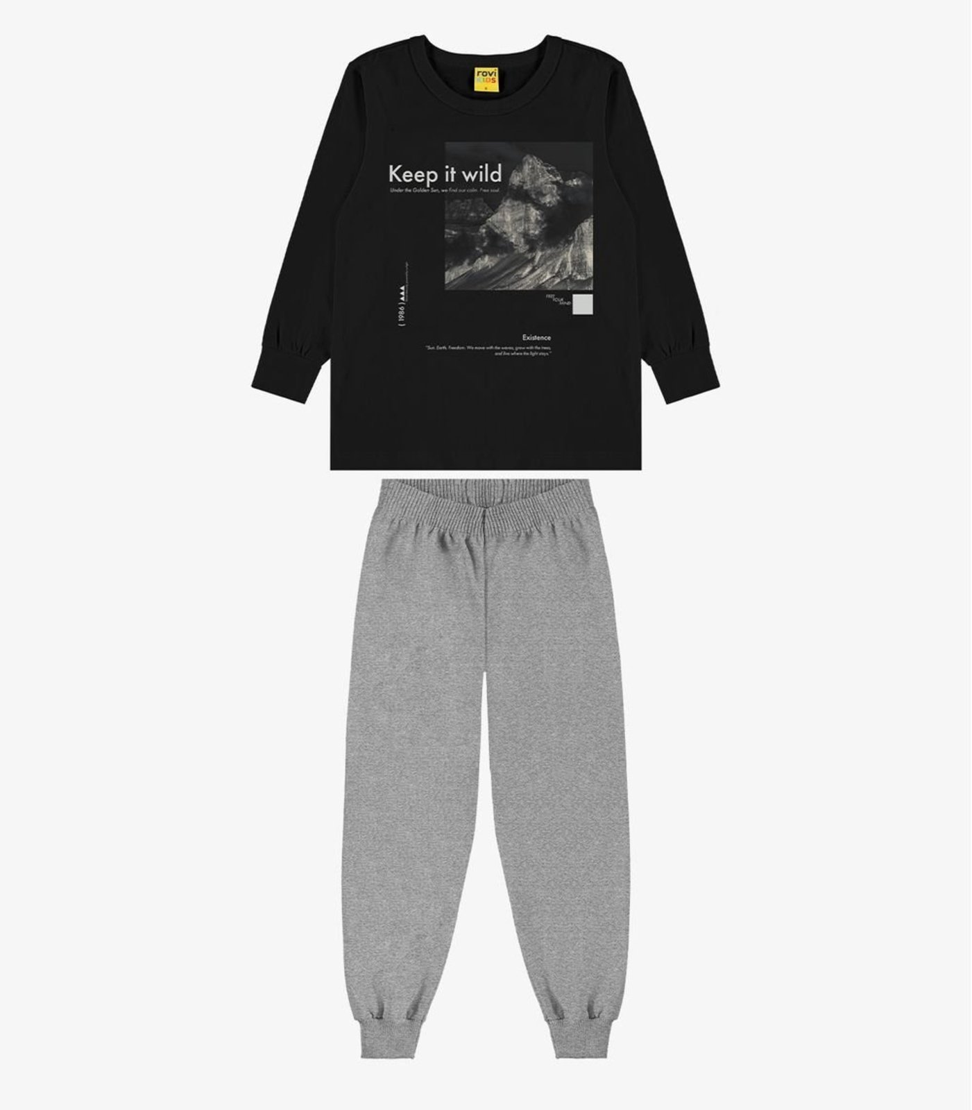 Infantil - Conjunto Camiseta Com Calça Rovi Preto