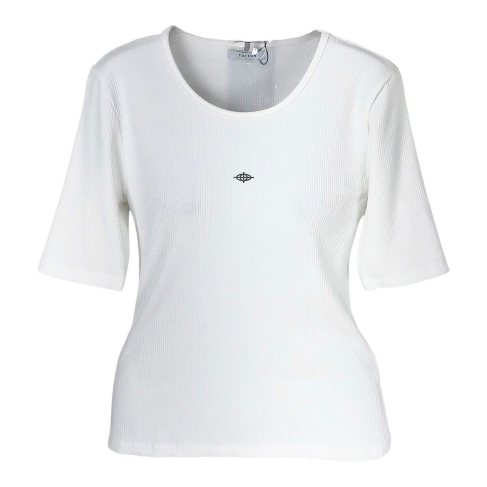 Vista 2 Blusa Rib Ajustada Manga 3/4 Triton Off Shell branco Triton branco