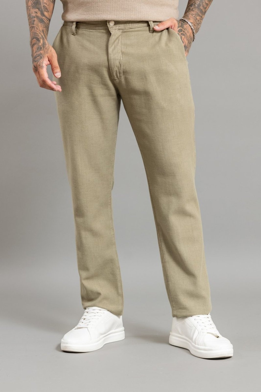 Calça de Sarja Masculina Sport Fino com Linho Dialogo Verde