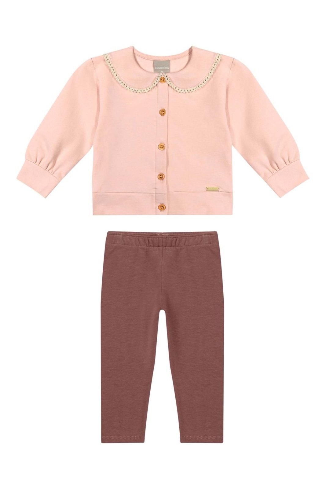 Infantil - Conjunto Menina Gola Com Renda Colorittá Rosa