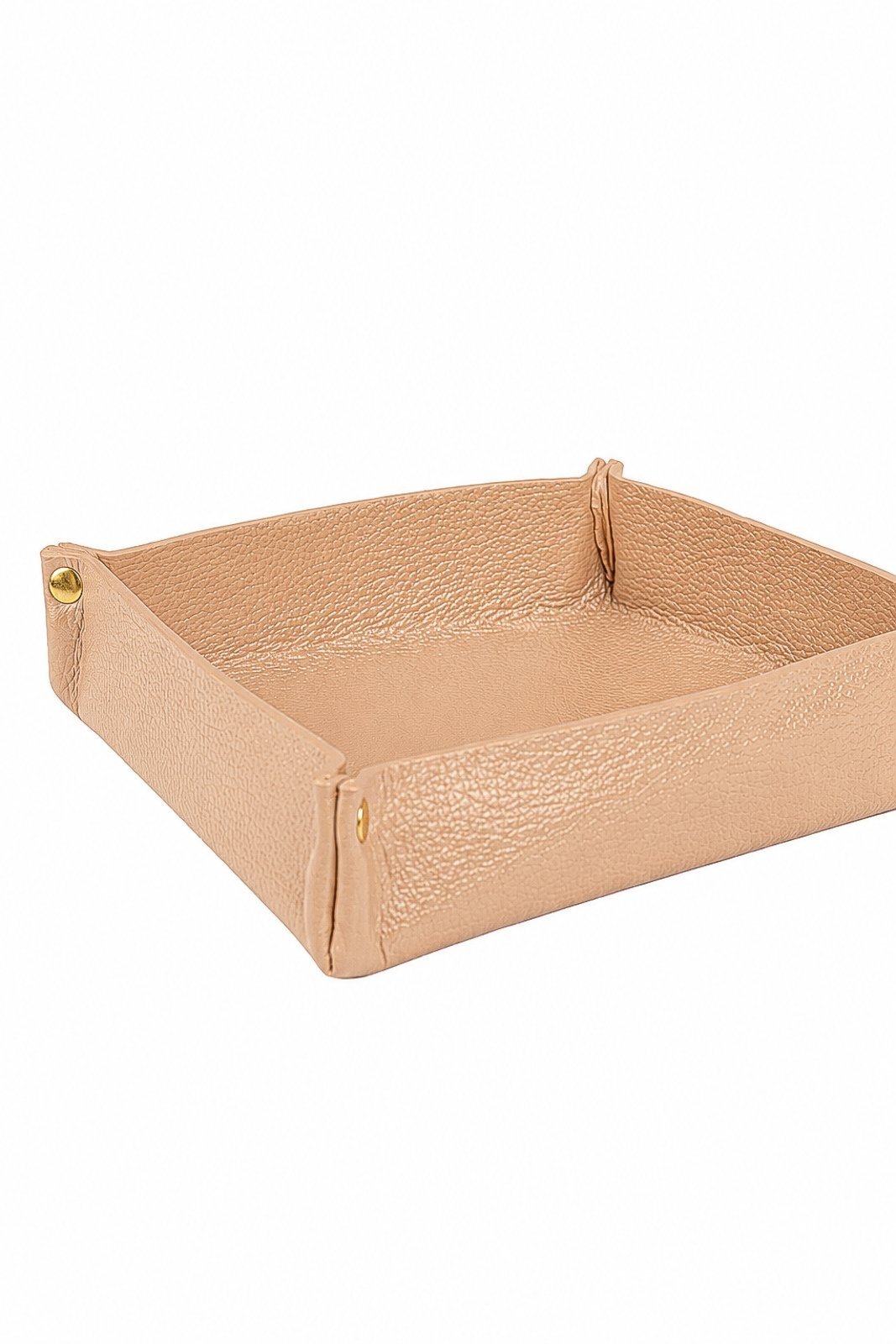Porta objetos organizador em couro liso 16x16 Tray - Bege