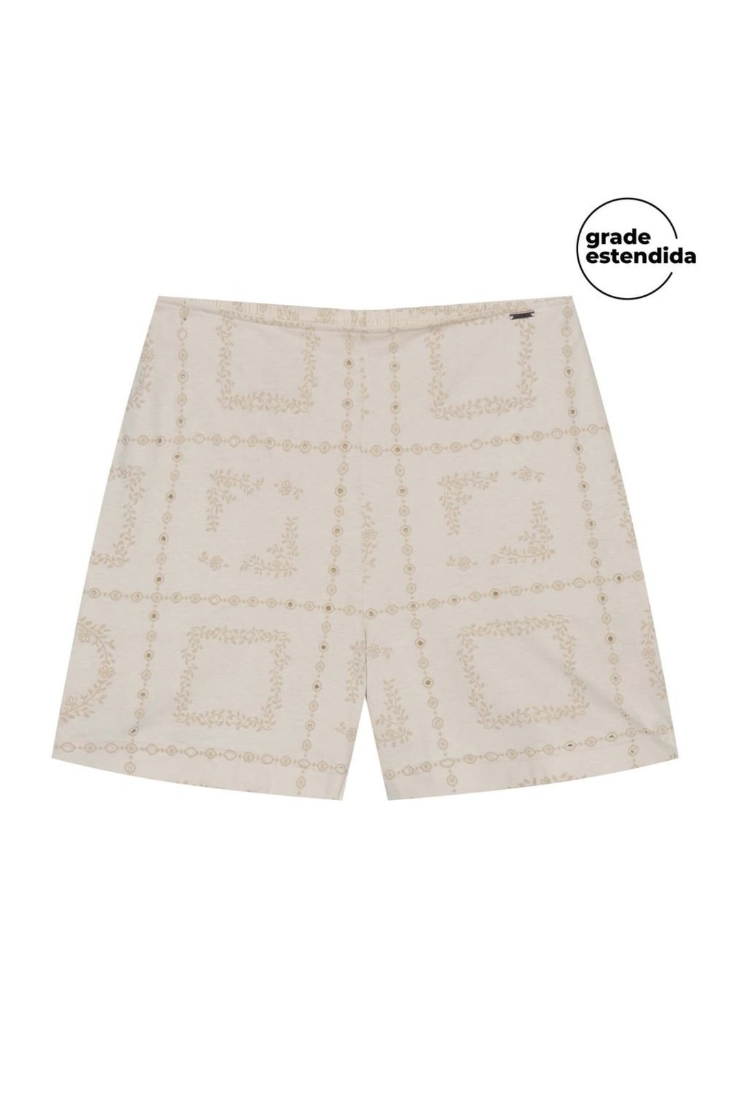 Short Feminino Floral Devorê Marialícia Bege