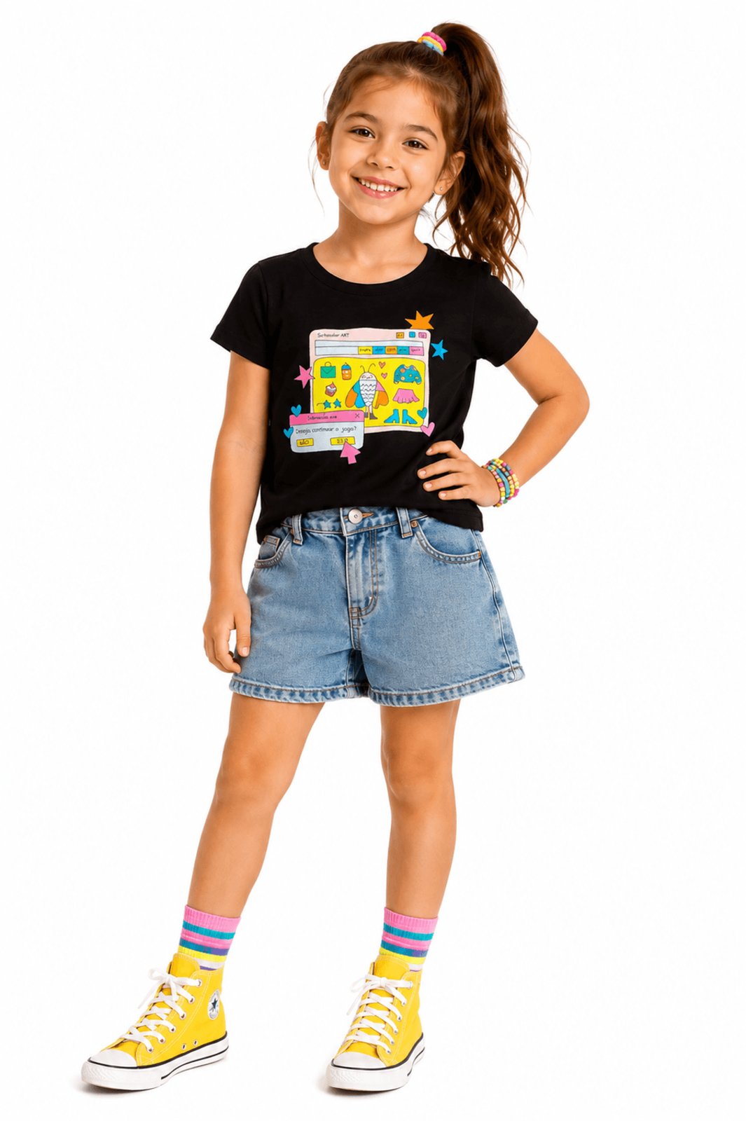 Infantil - Blusa Menina Borboalegre Alphabeto Preto