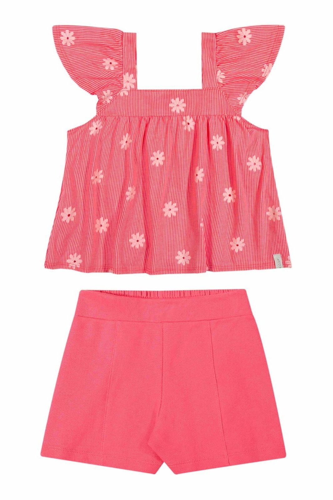 Infantil - Conjunto Menina Floral Listras Elian Rosa