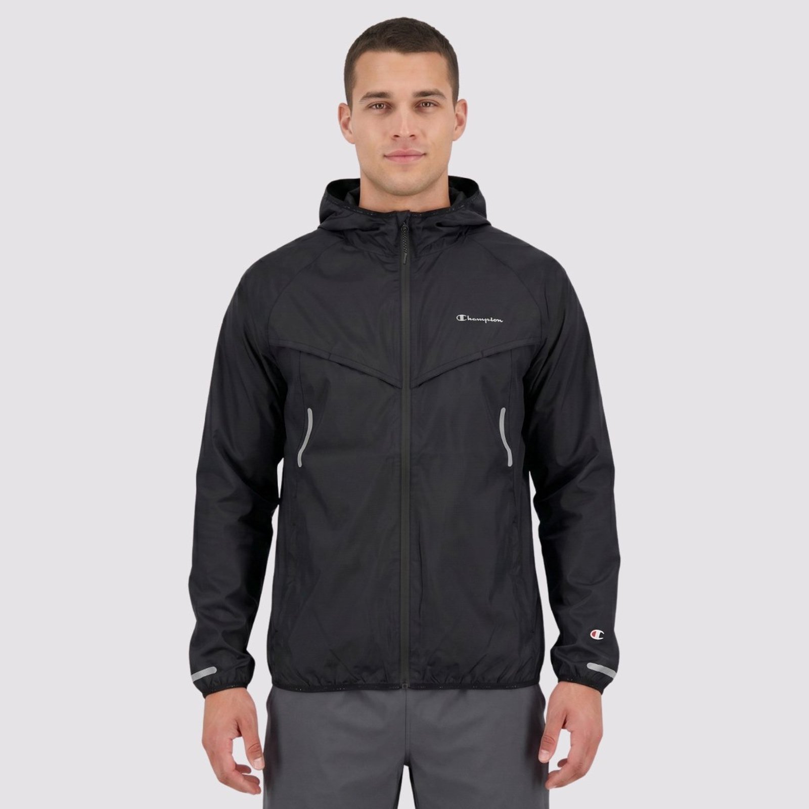 Jaqueta Corta Vento Champion Light Mini Script Logo Preta
