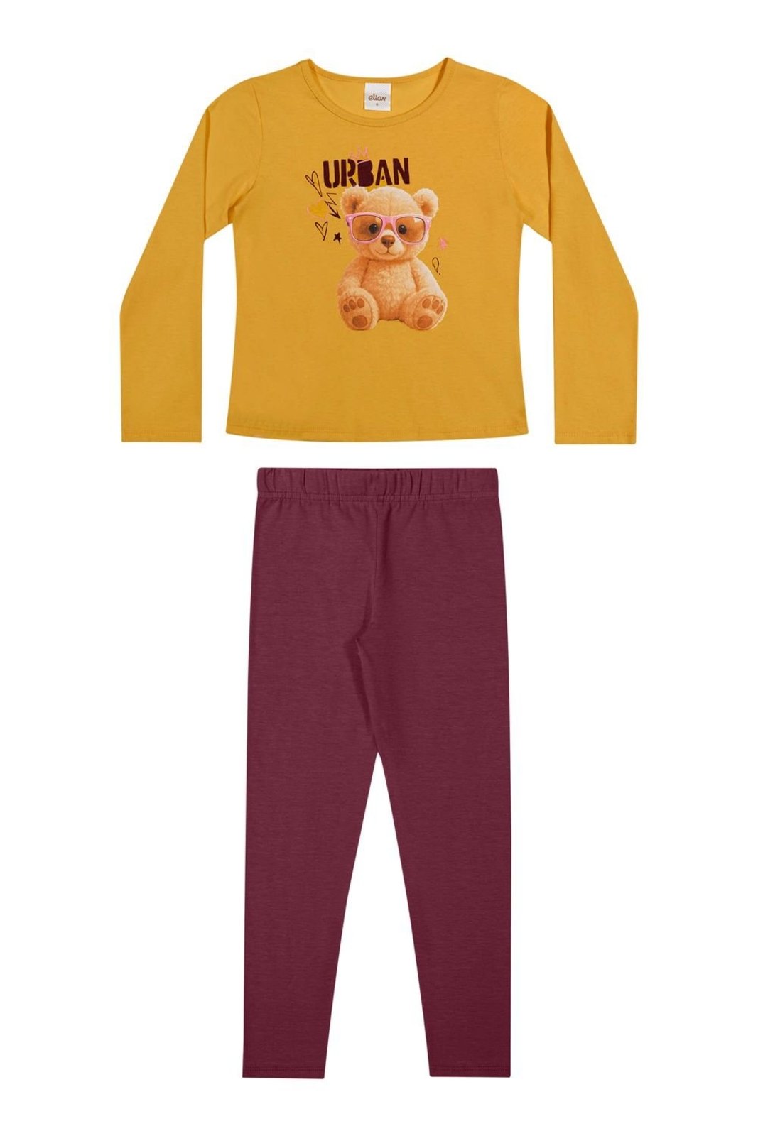 Infantil - Conjunto Menina Longo Estampado Elian Amarelo