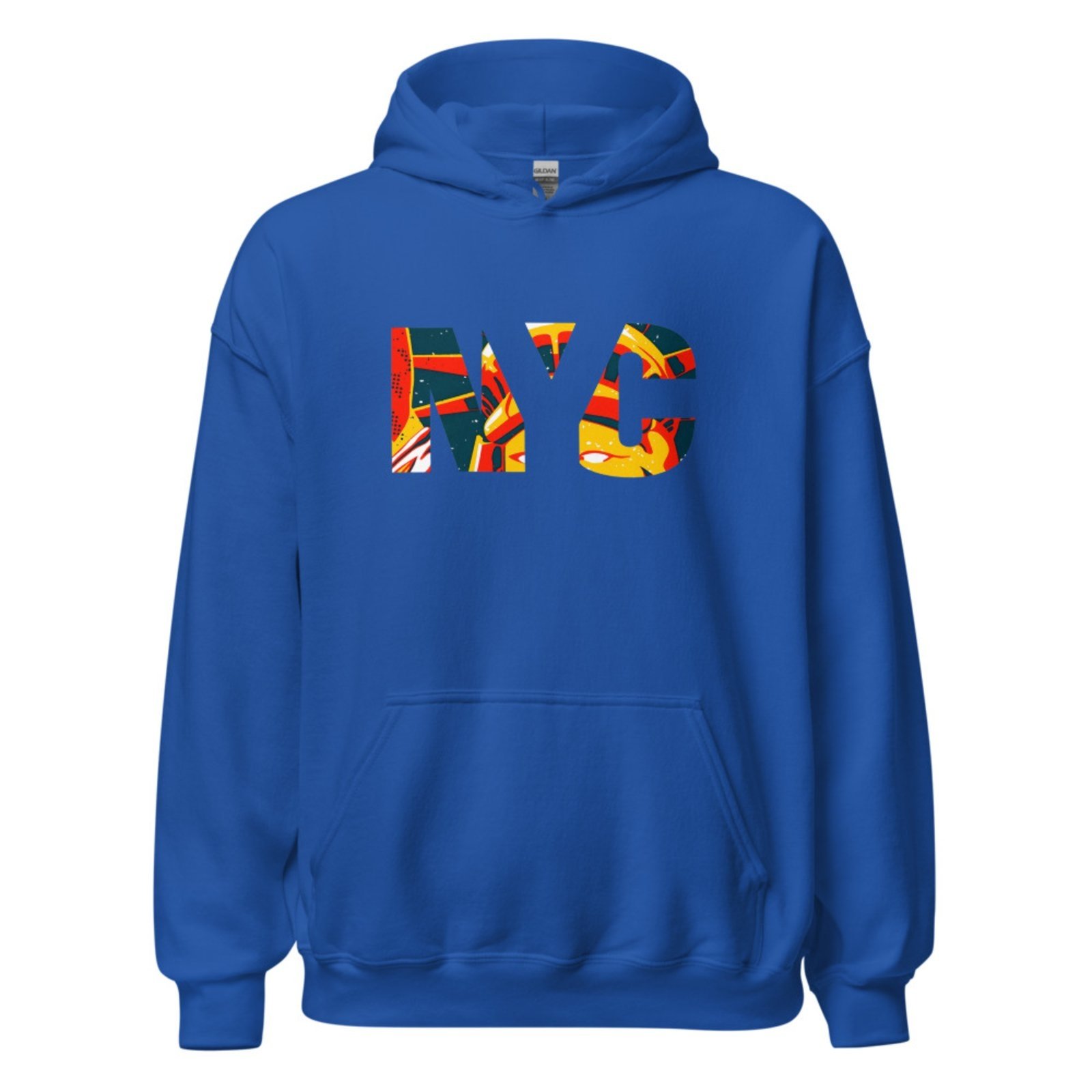 Moletom Flanelado Blusa de Frio Fechado Urbania Moleton Mooboo Masculino Azul Royal Bic estampa NYC new york city colorido da cidade