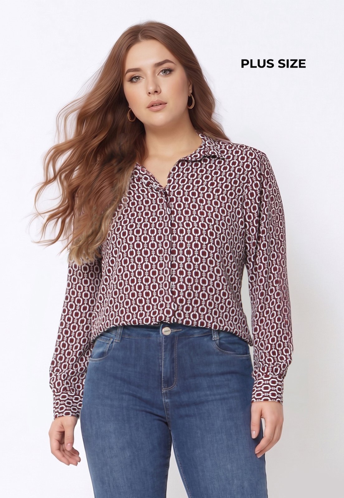 Camisa Intens Manga Longa Crepe Vinho