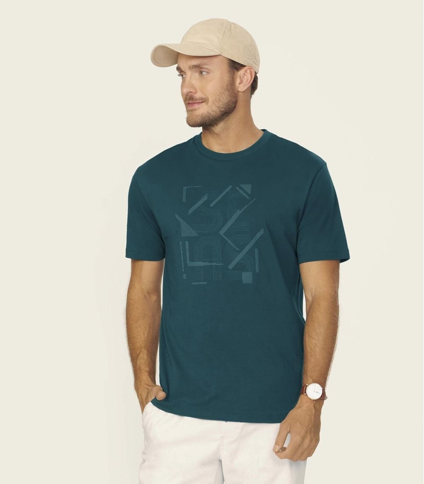 Camiseta Masculina Meia Malha Com Estampa Diametro Verde