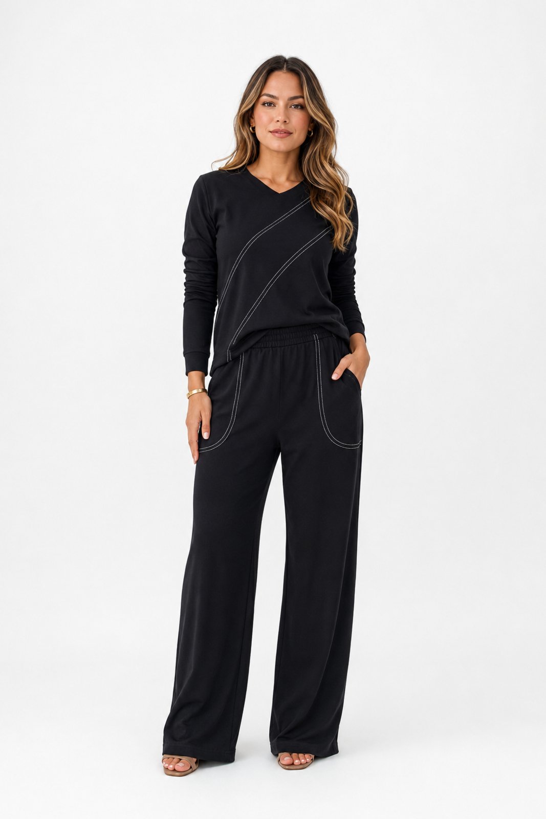 Conjunto Feminino D Bell Outlet Fashion Com Recortes Preto