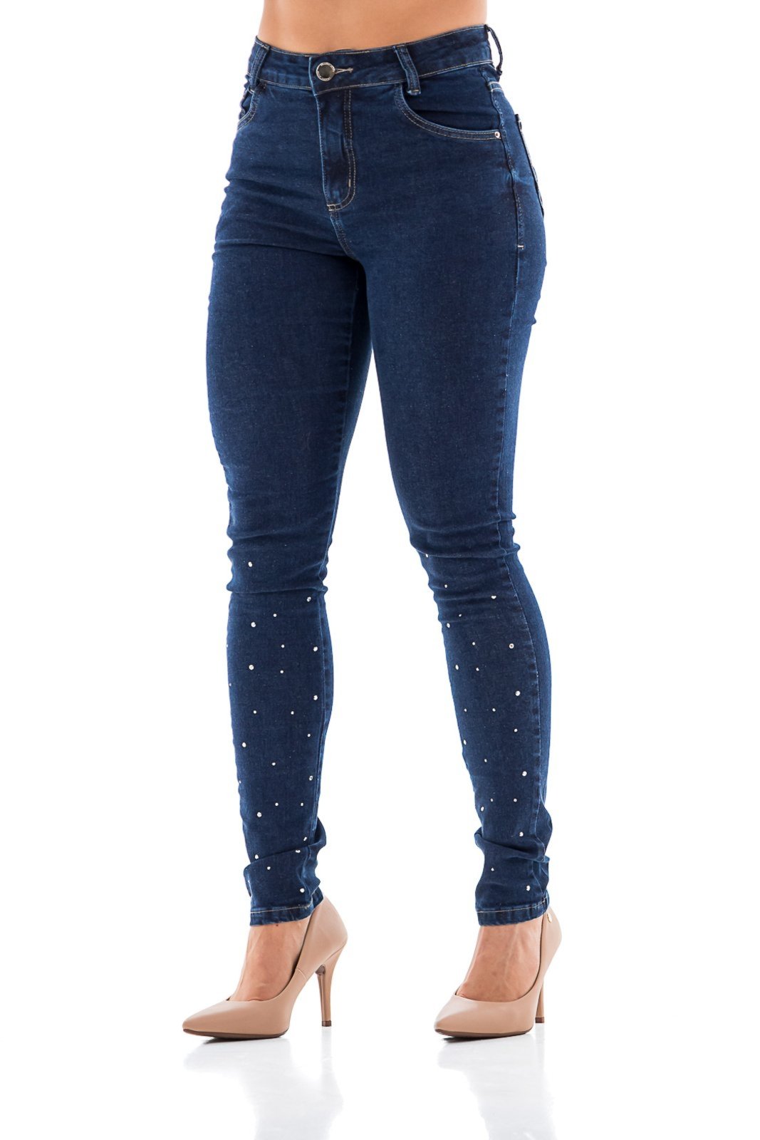 Calça Jeans Feminina Arauto Hot Pants Strass Azul