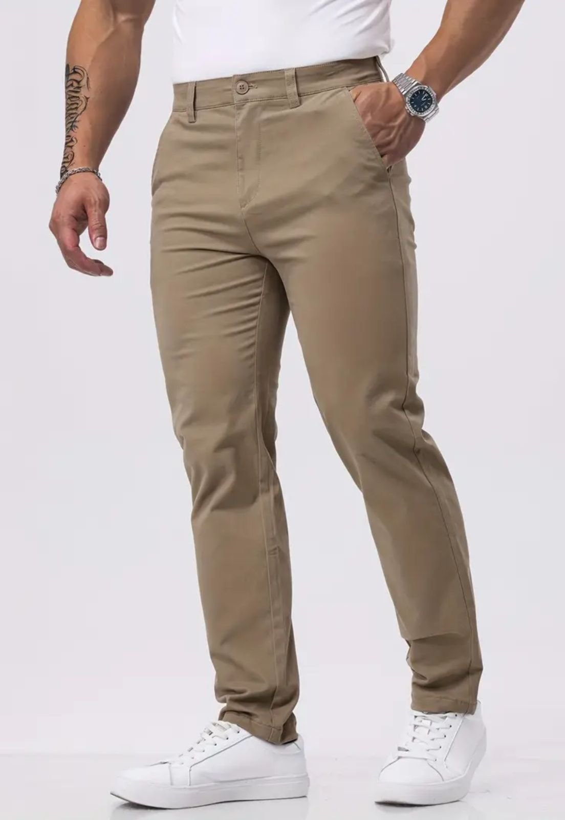 Calça Sarja Masculina KOVALI Skinny Caqui – Conforto e Estilo para o Dia a Dia