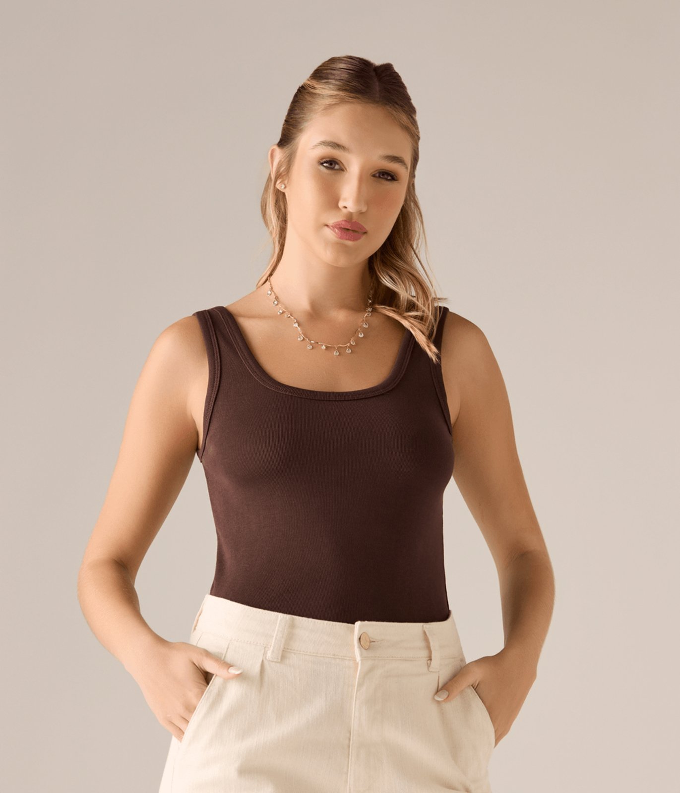 Regata Makenji Malha Tricot Feminina Marrom