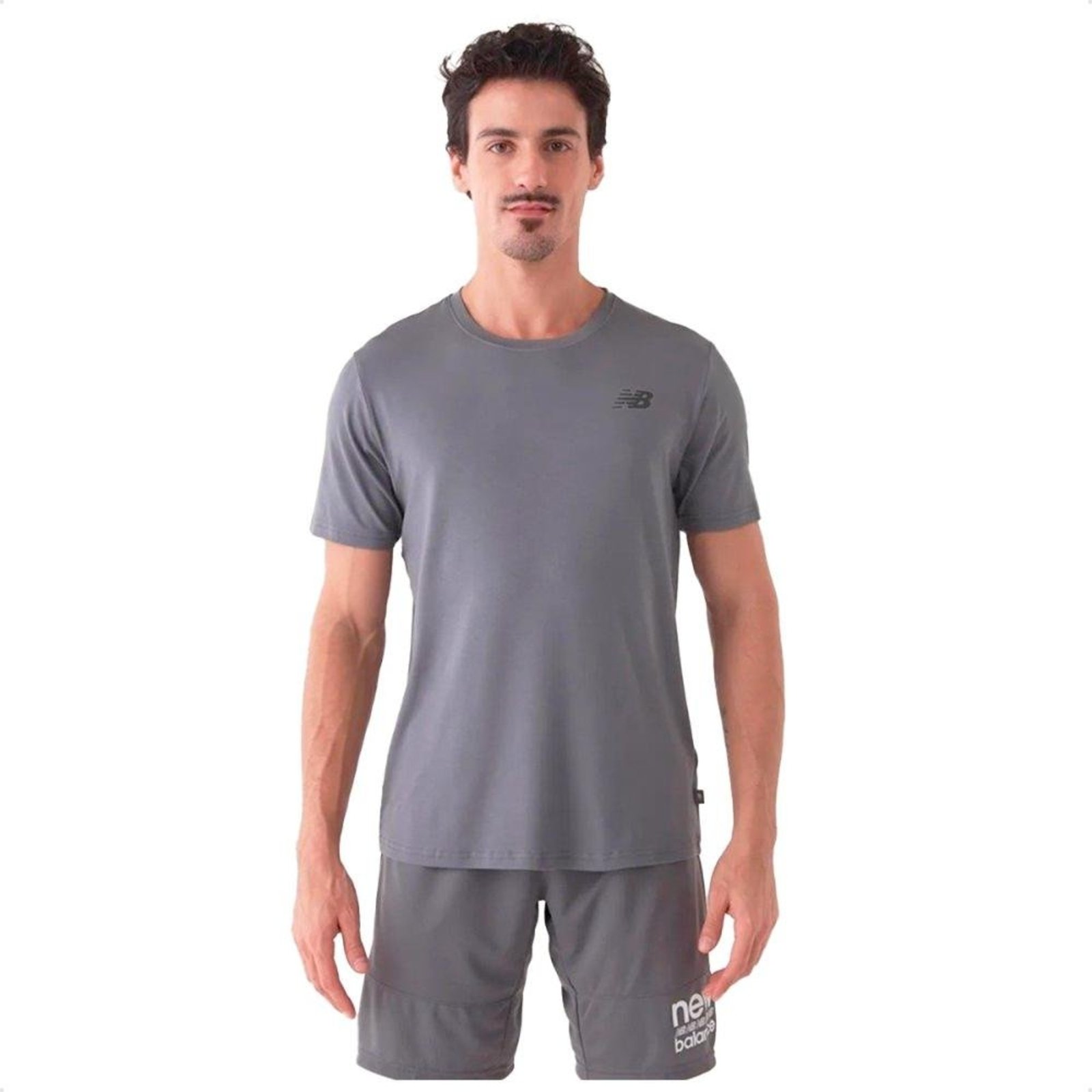 Camiseta New Balance Active Logo Masculina Cinza