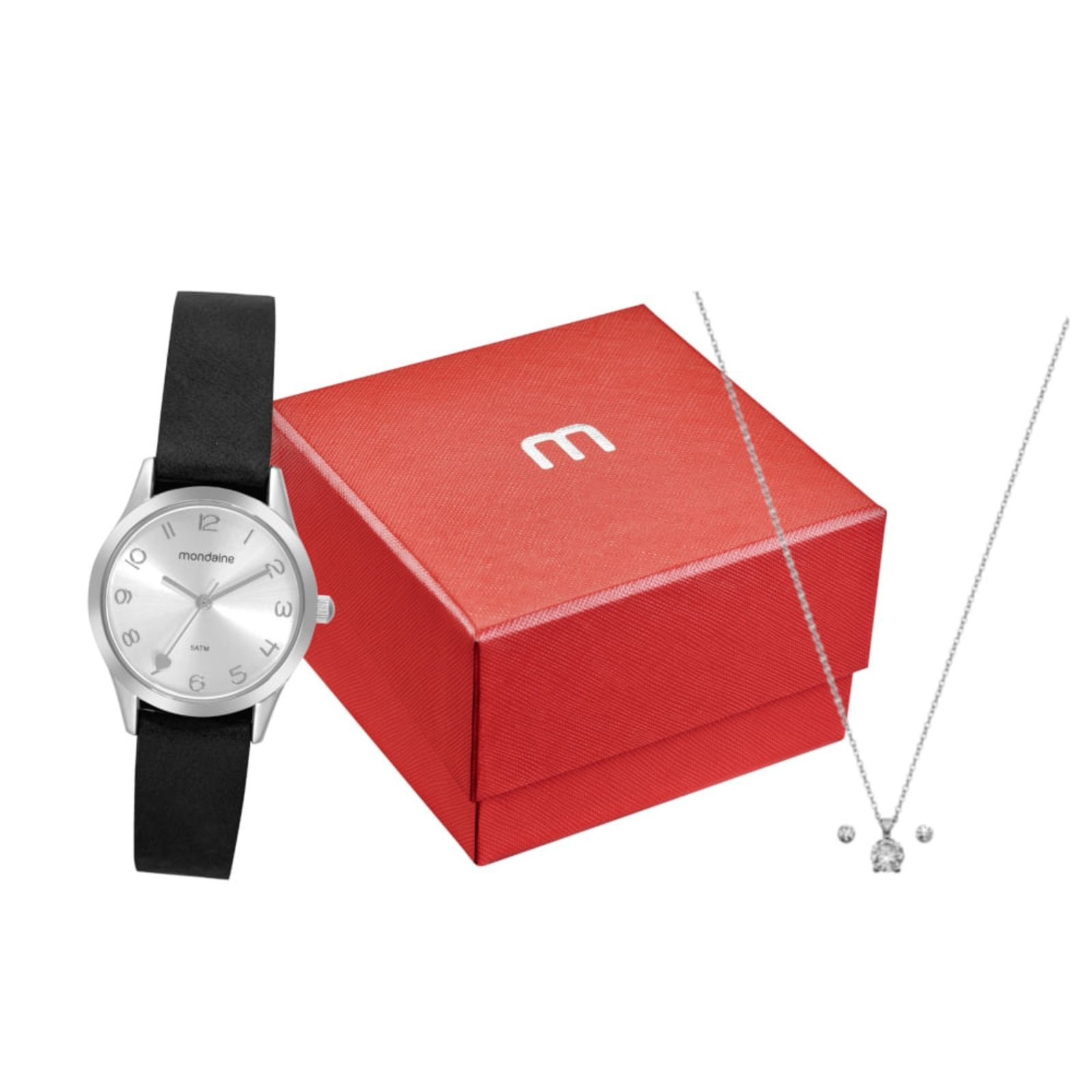 Kit Relógio Feminino Com Semijoias Ponto de Luz Mondaine