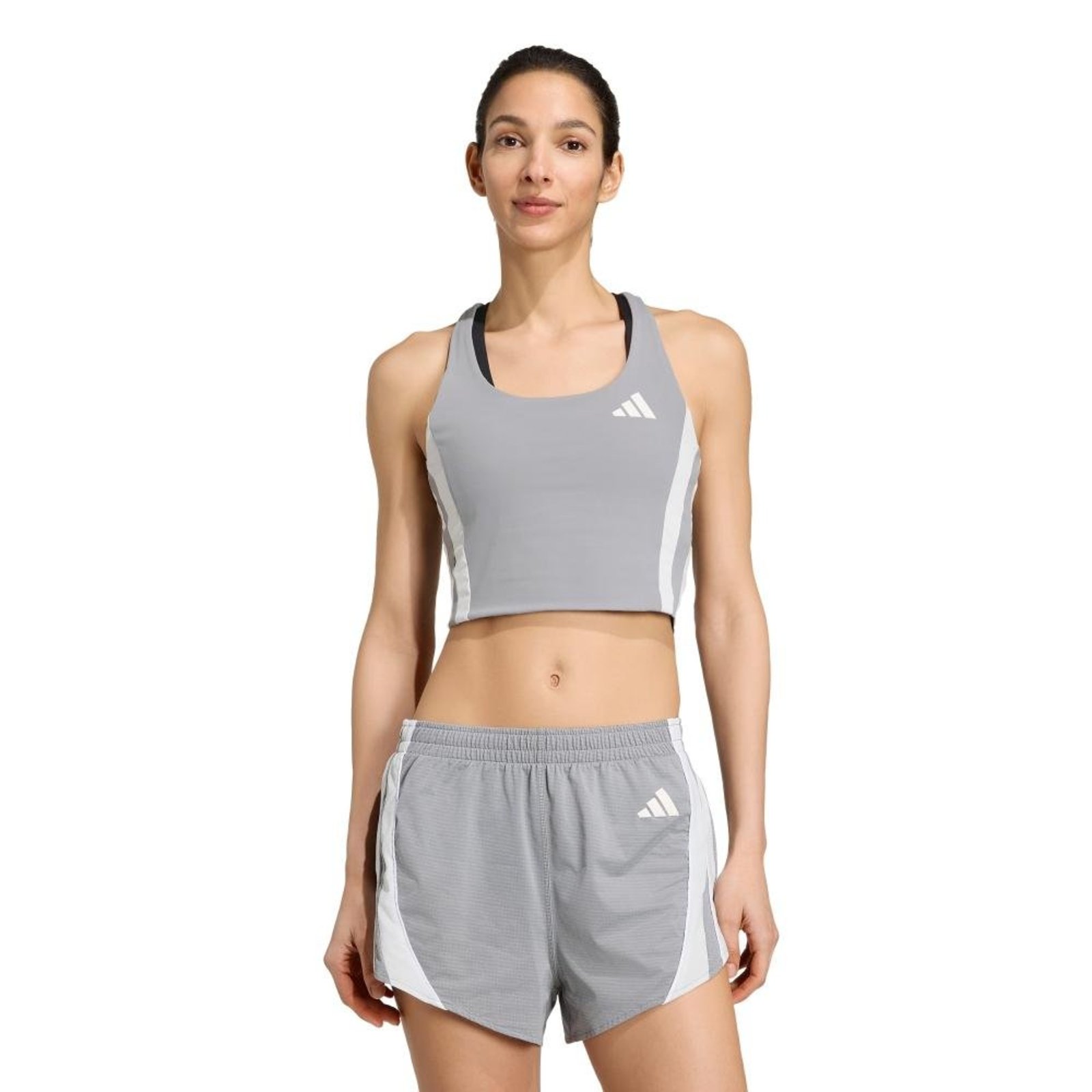 Top Cropped de Corrida Adizero Archive adidas Performance Cinza