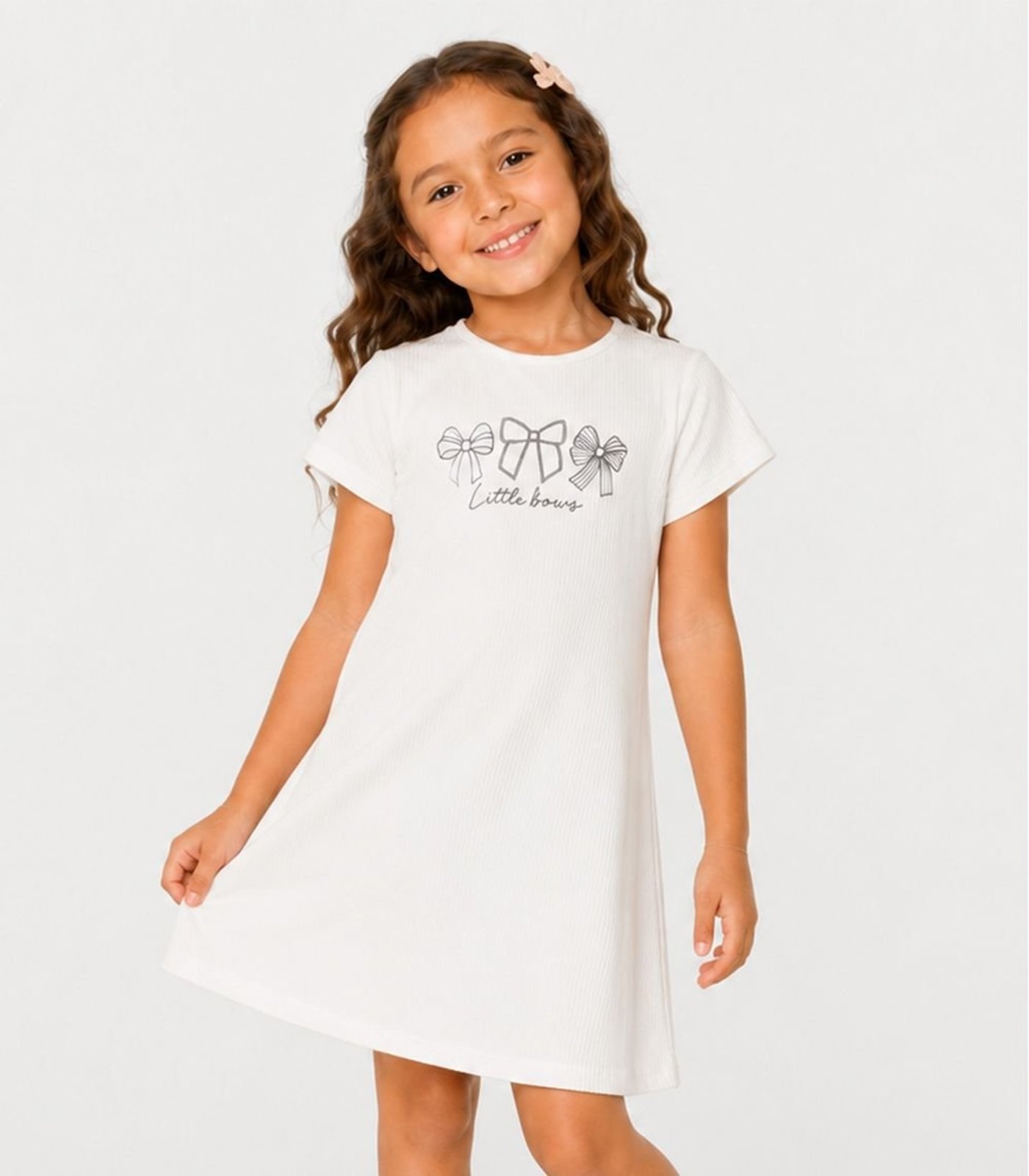 Infantil - Vestido Ribana Canelada E Estampa Select Bege