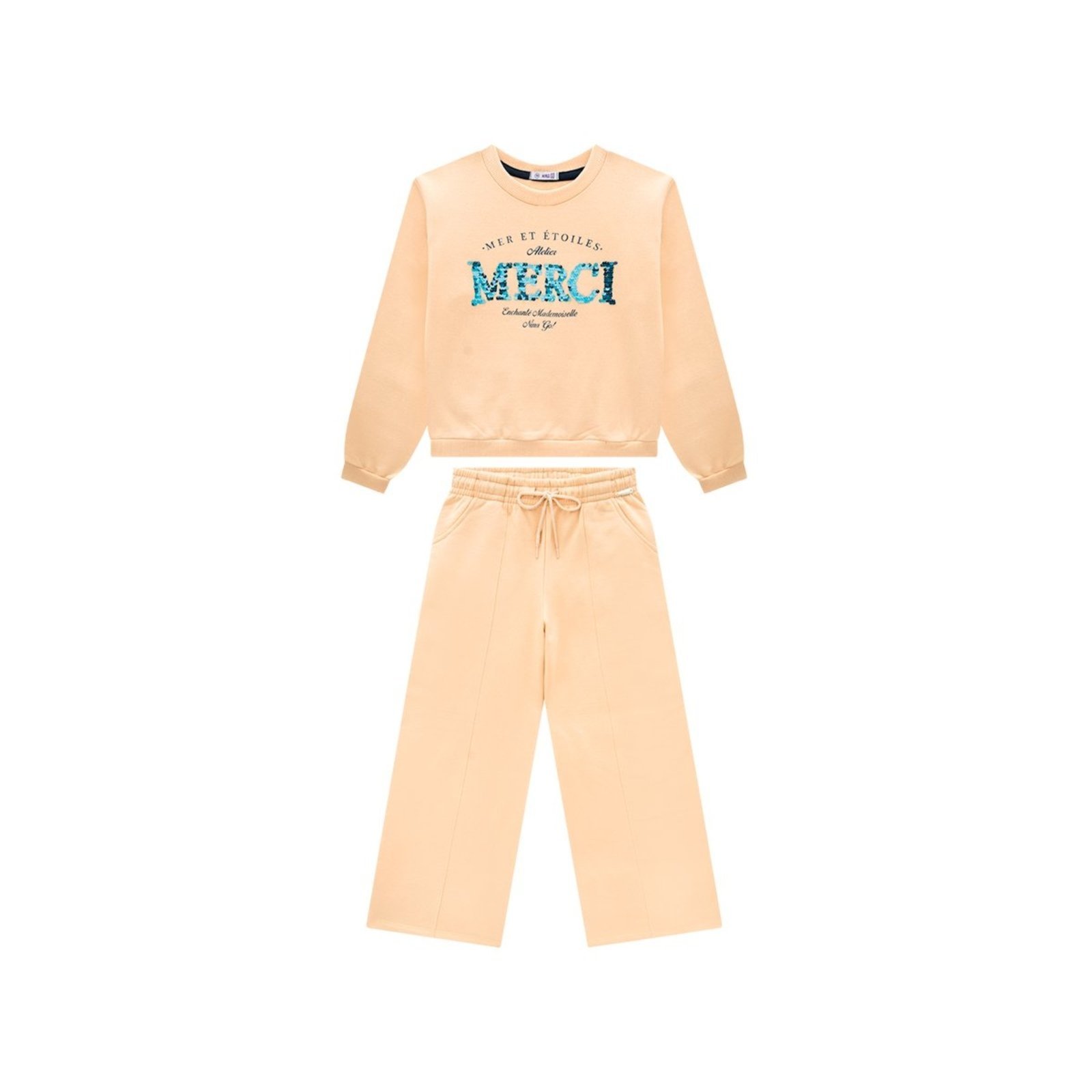 Infantil - Conjunto Menina com Blusão e Calça Wide em Moletom