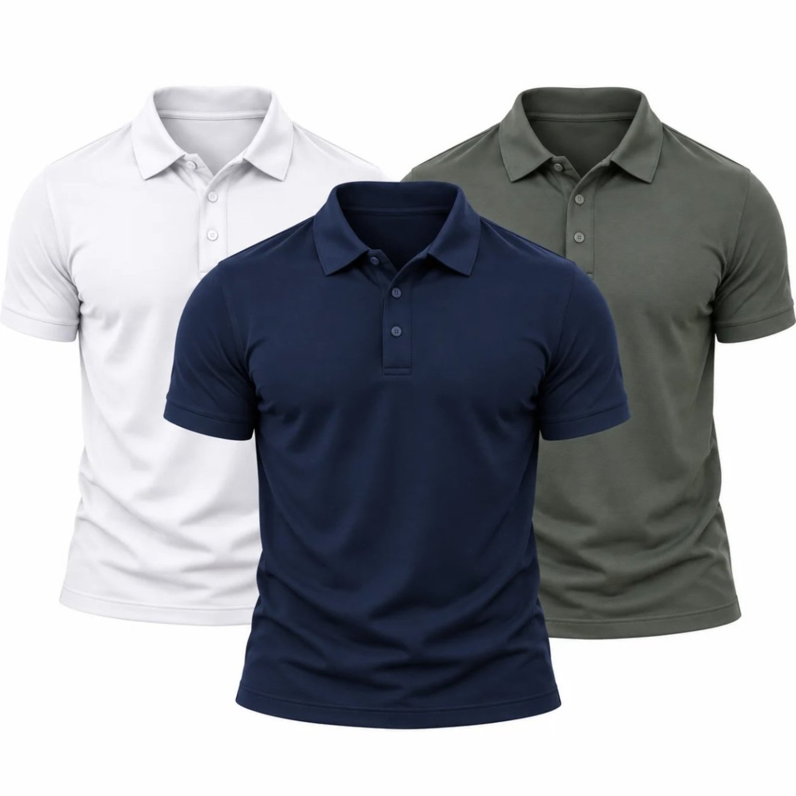 Kit 3 Camisas Polo Poliamida Masculina Básica Premium