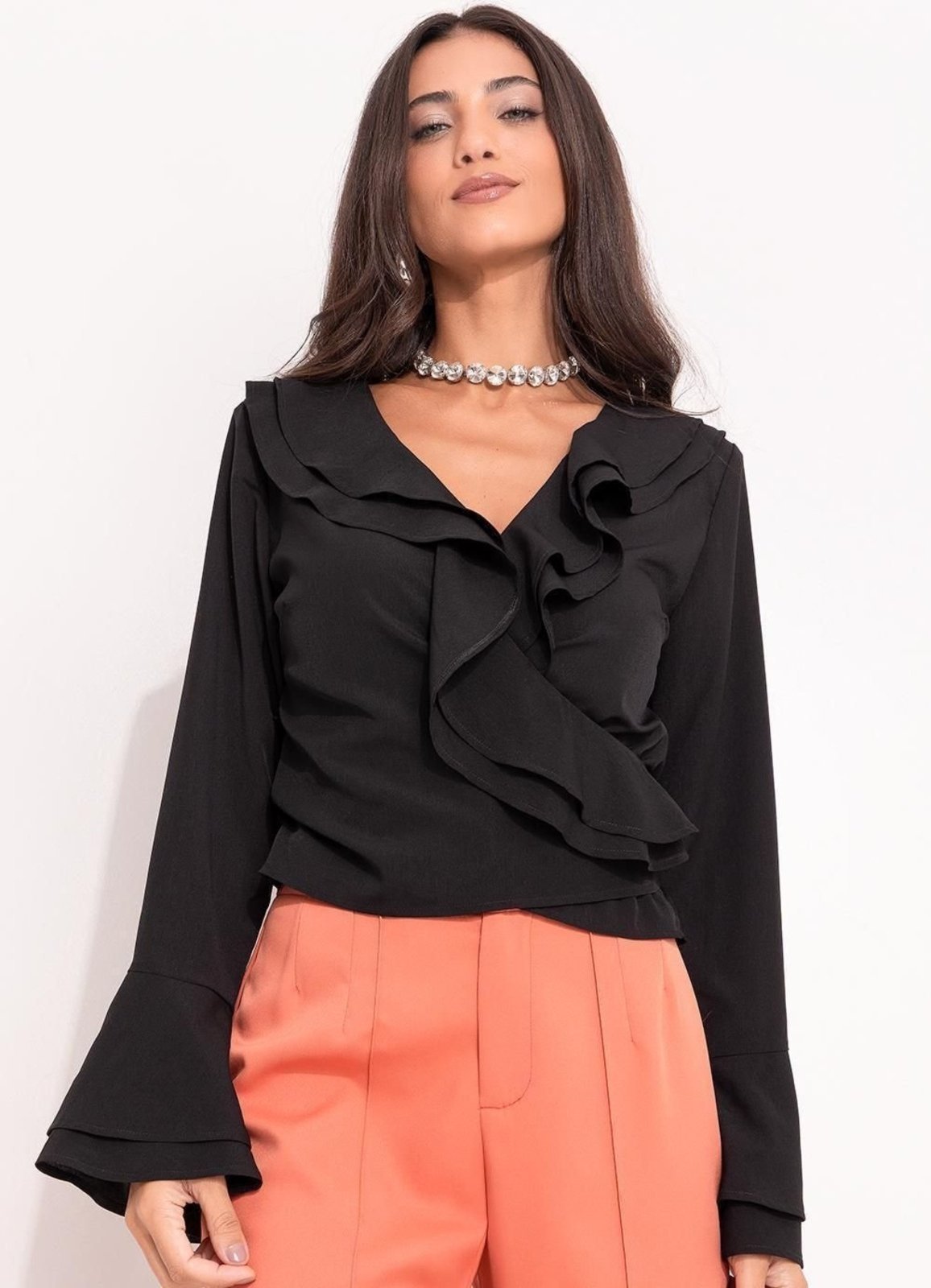 Blusa Crepe Plano Preto Quintess