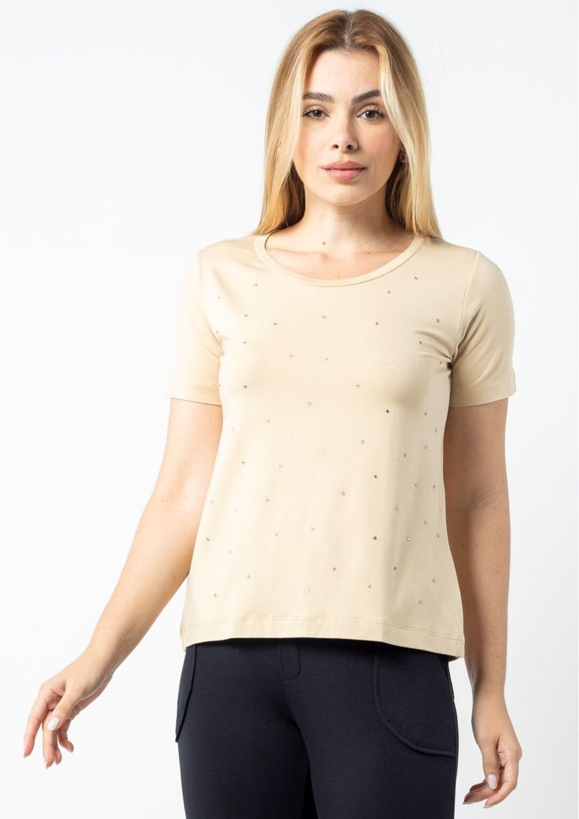 Blusa Pau a Pique Manga Curta Bege Claro BEGE CLARO – GG Pau a Pique