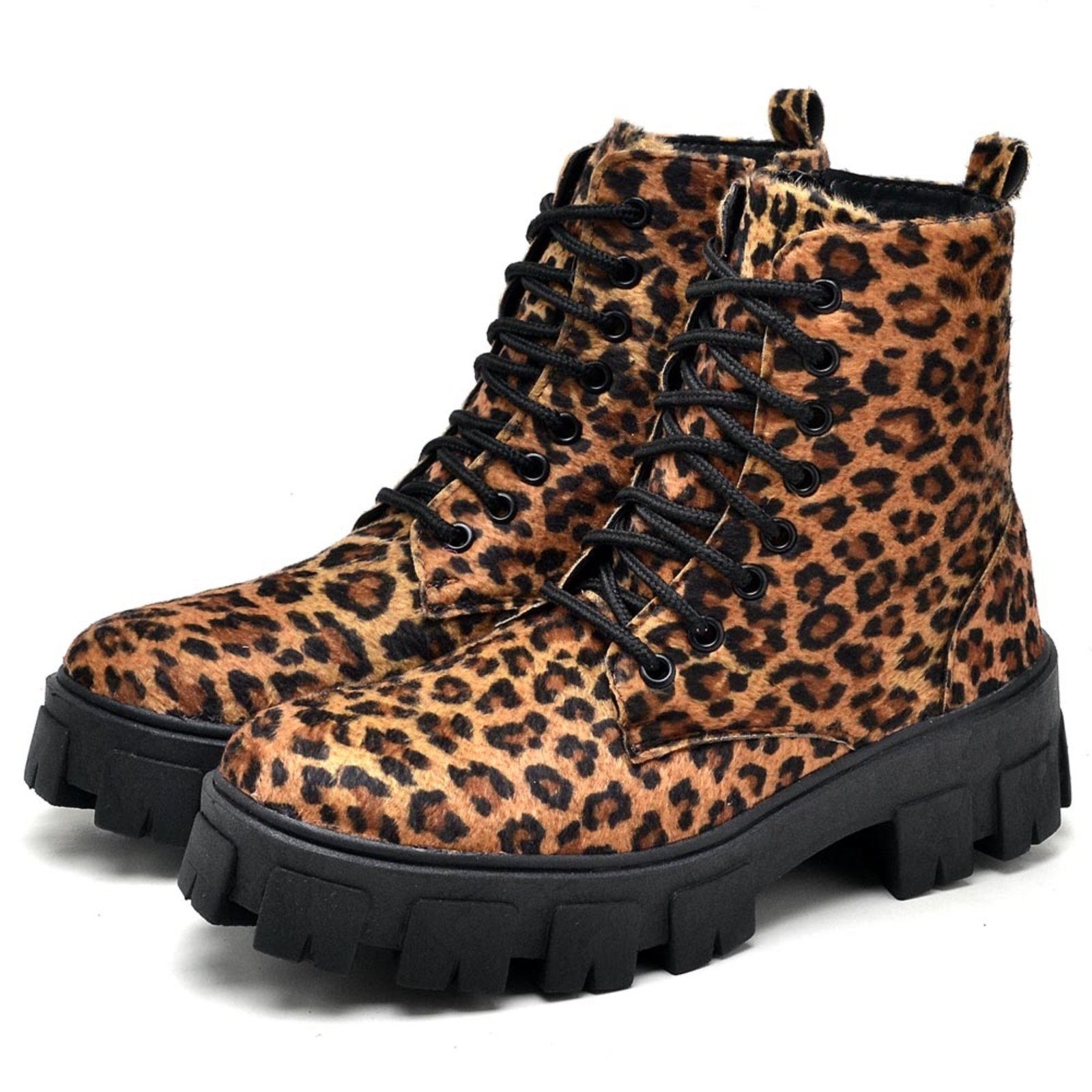Bota Coturno Feminina Tratorada Animal Print DUBUY 1104FG Onça