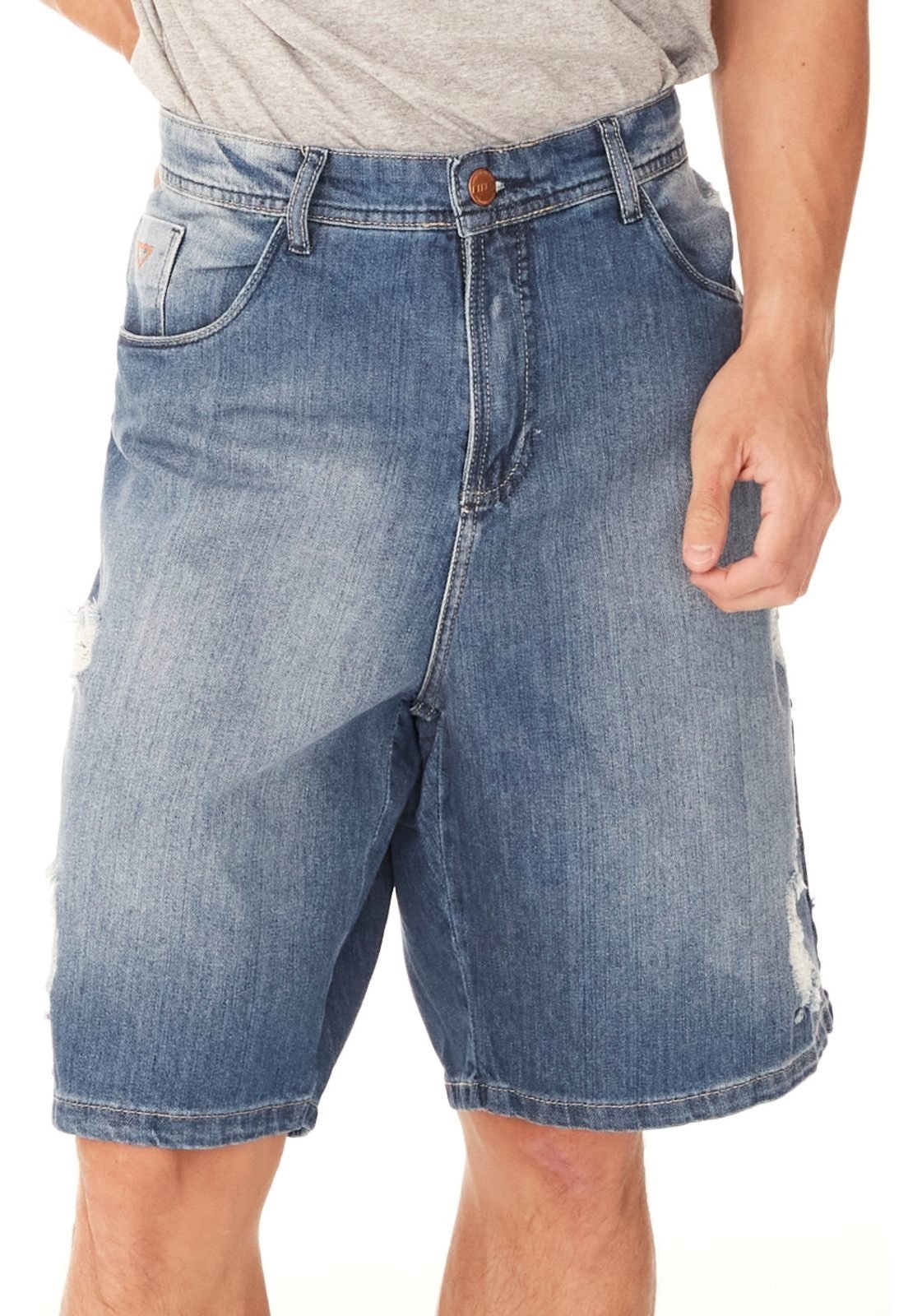 Bermuda HD Plus Size Jeans Regular Confort Azul