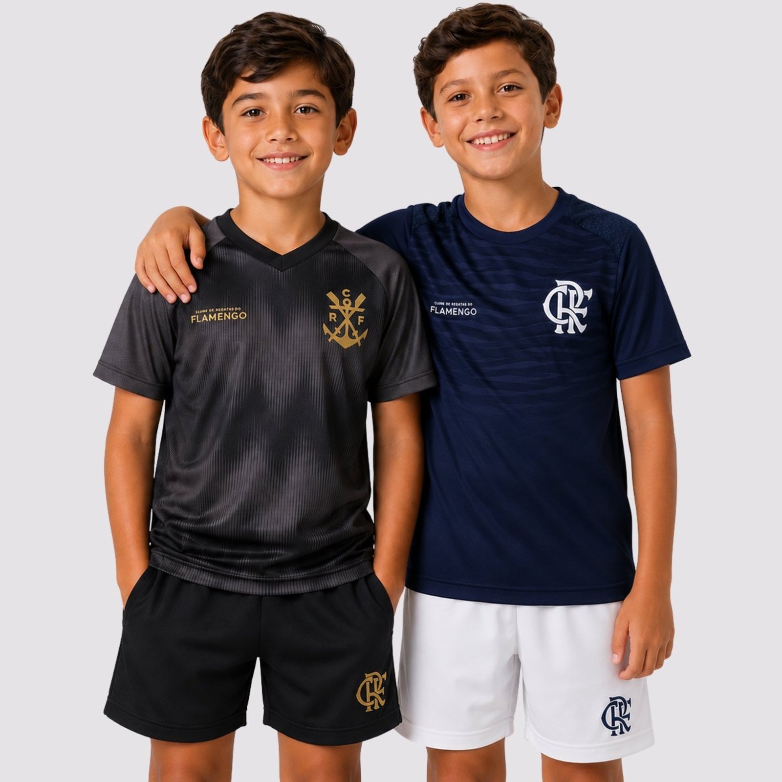 Kit 2 Camisas Flamengo Som e Energia Preto e Marinho