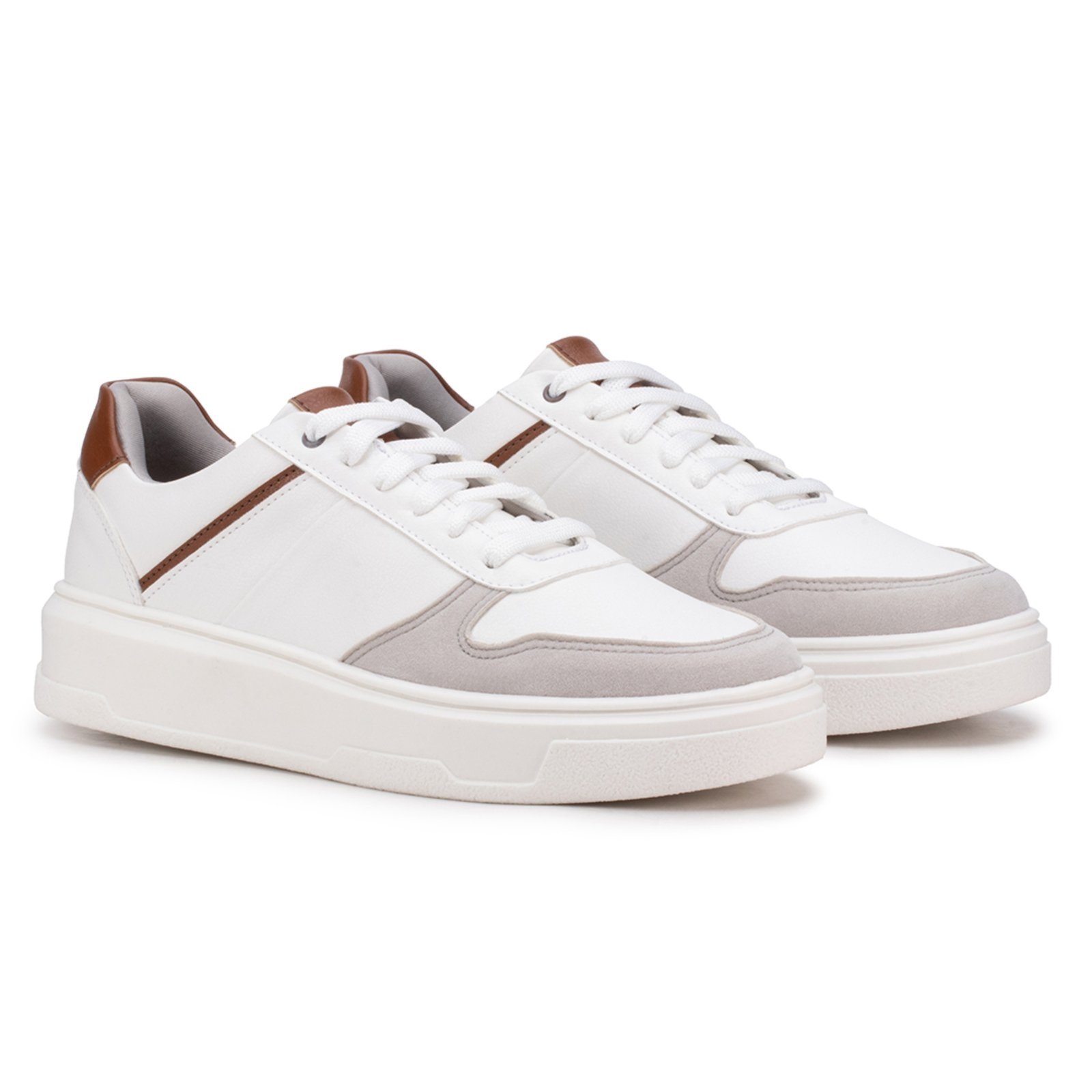 Tênis Sapatenis Masculino Casual Branco Caramelo Confortável Estilo