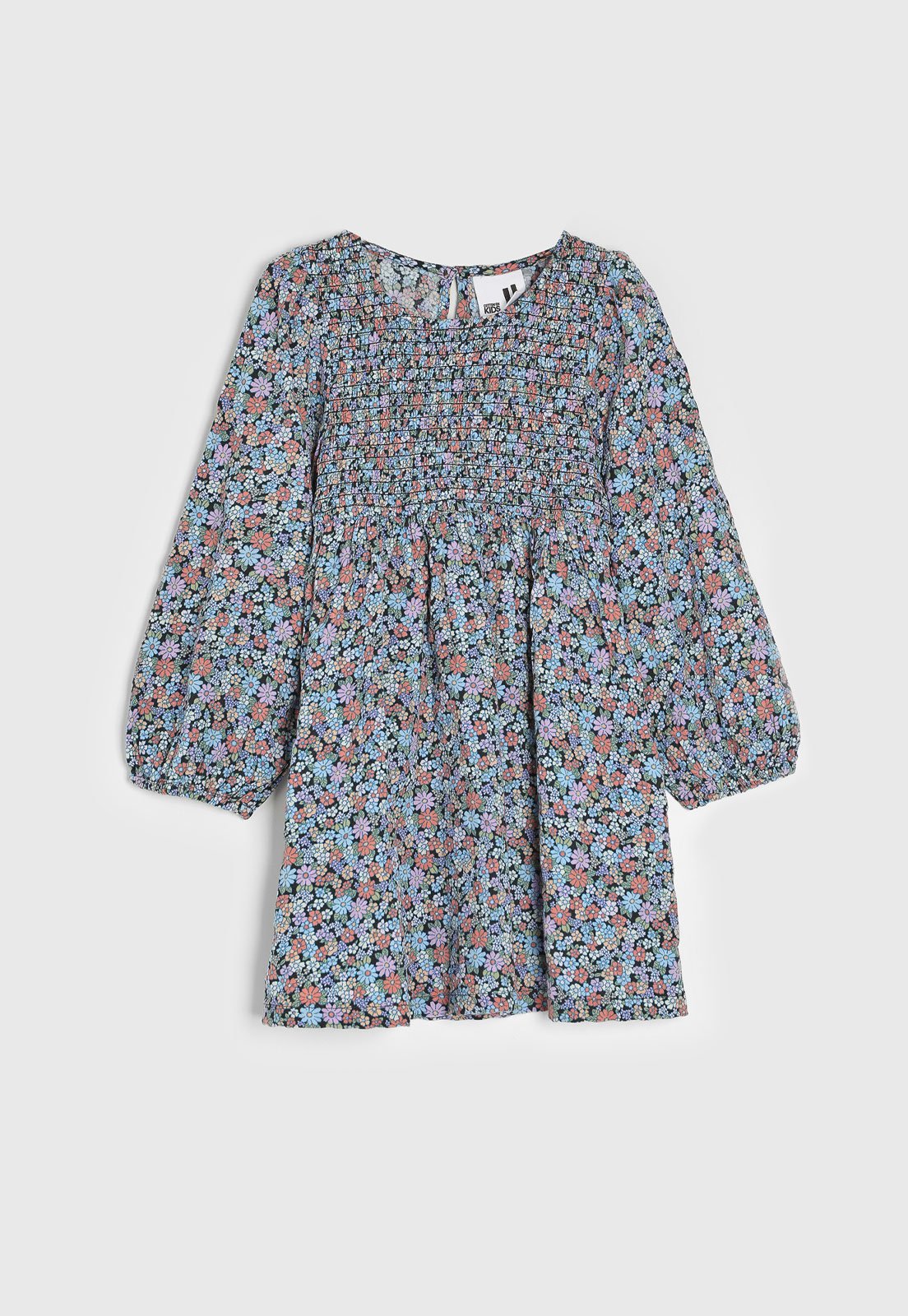 Infantil – Vestido Cotton On Floral Manga Longa Azul