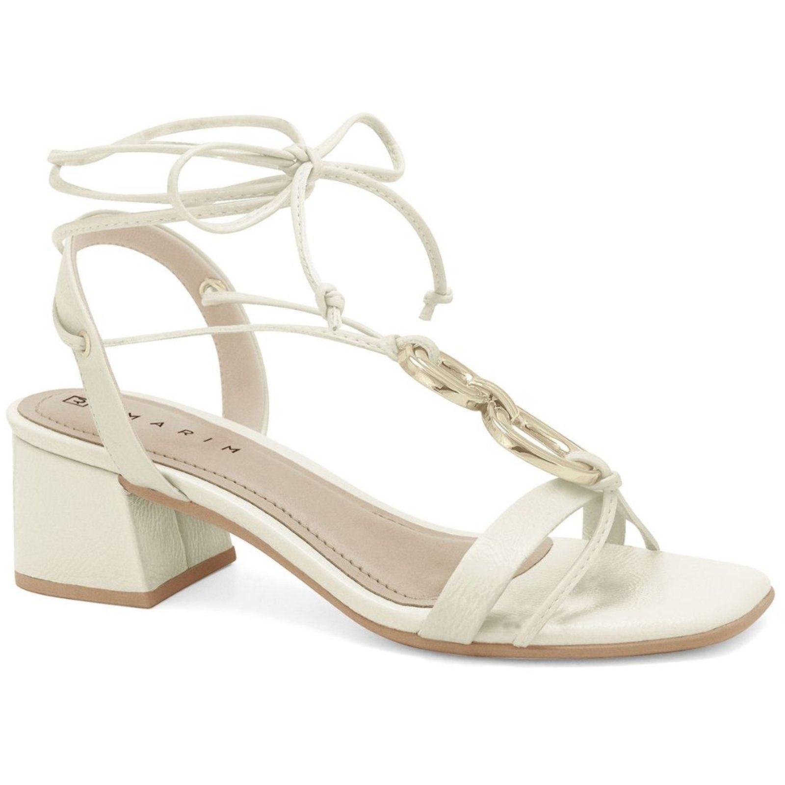 Sandália Feminina Salto Médio Off White Ramarim 2530205-1