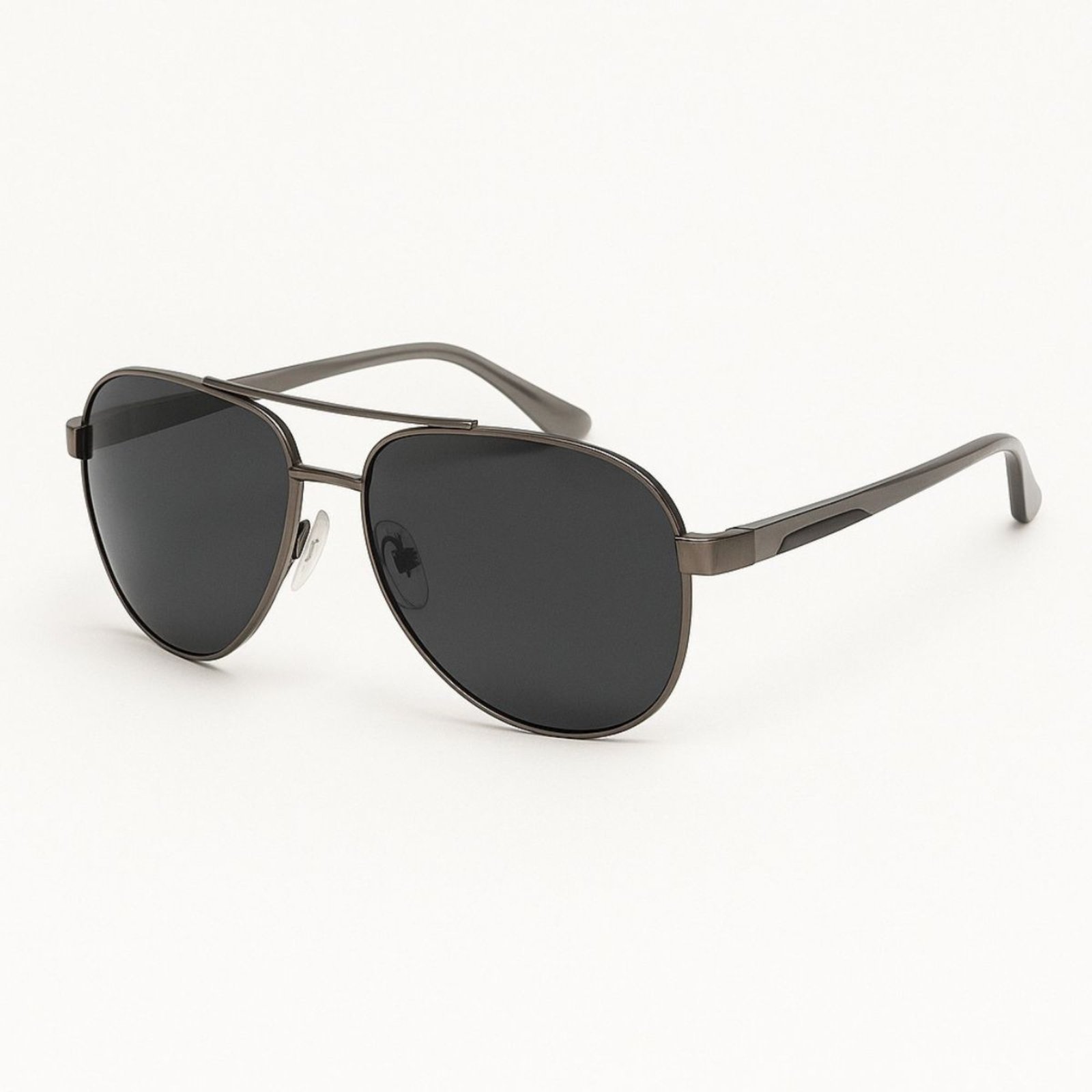 Óculos de Sol Aviador Masculino Premium Armação Metálica Prata Cinza