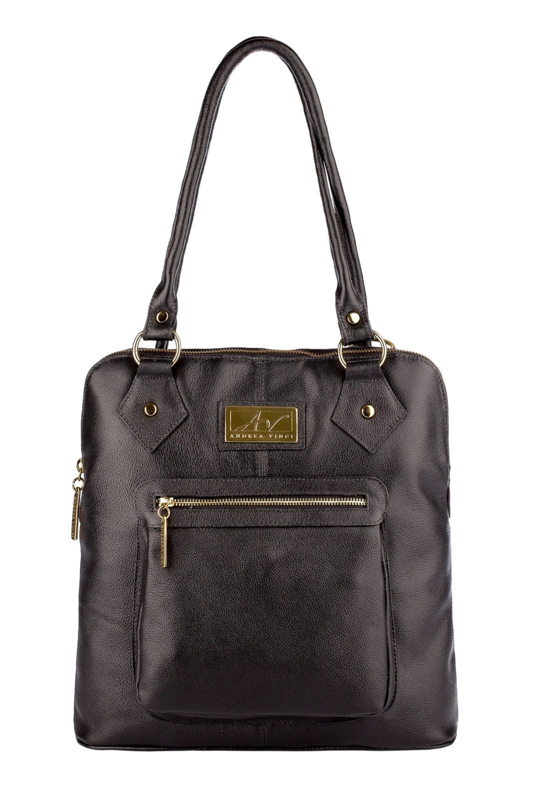 Bolsa mochila de couro liso Lívia - Preto
