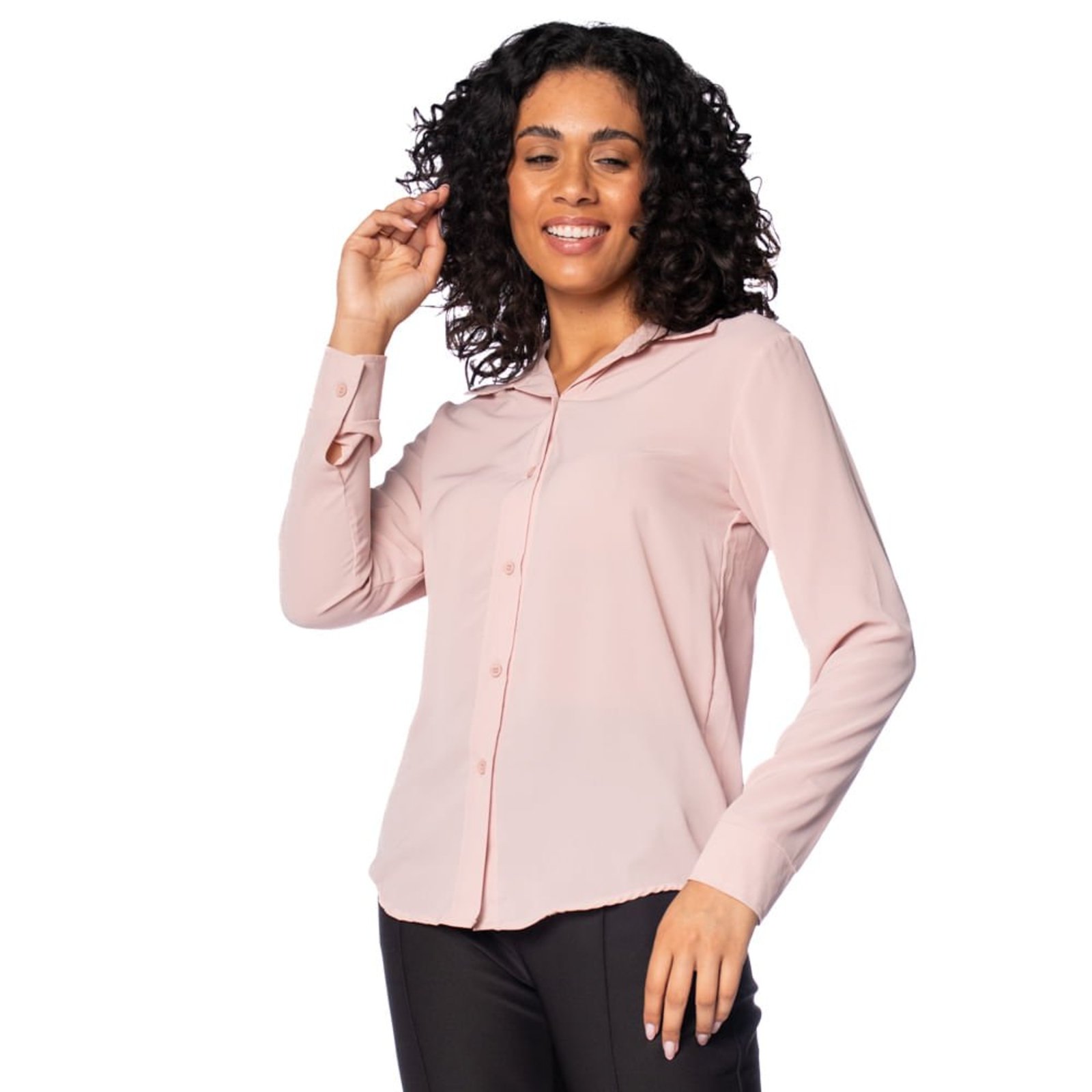 Vista 2 Camisa Feminina Pellini Manga Longa Rose rosê rose Pellini rosê rose