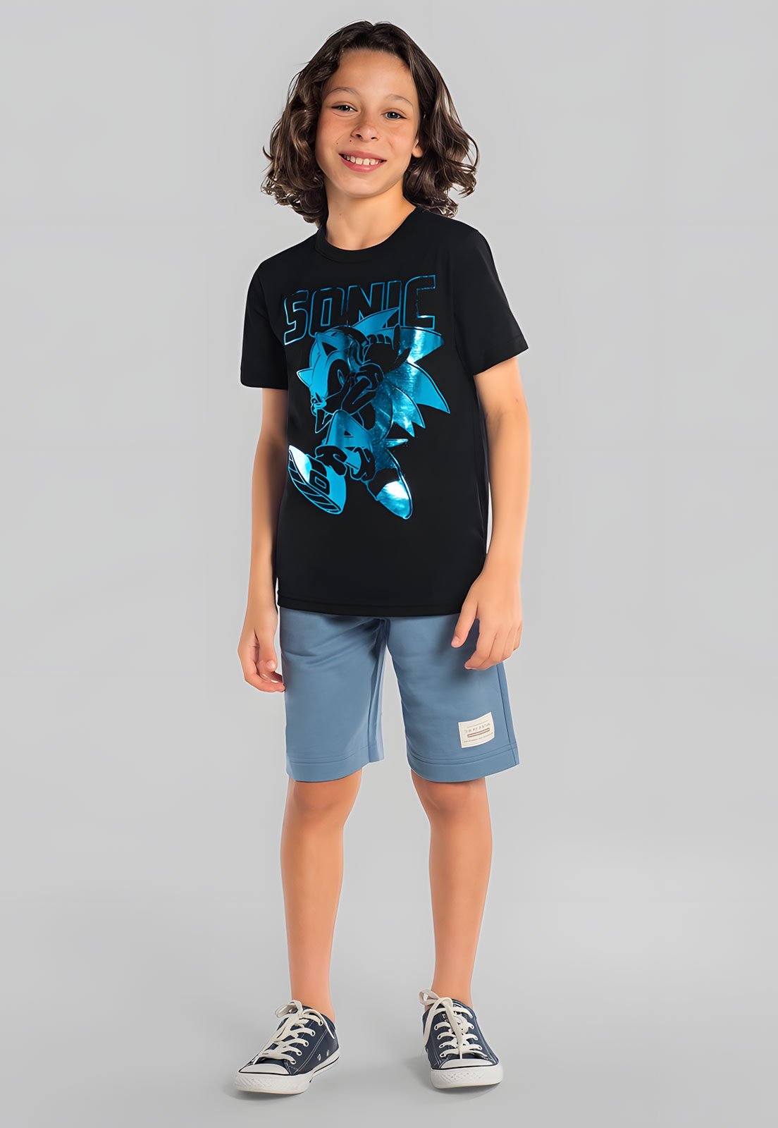 Infantil - Camiseta Brandili Sonic Preta