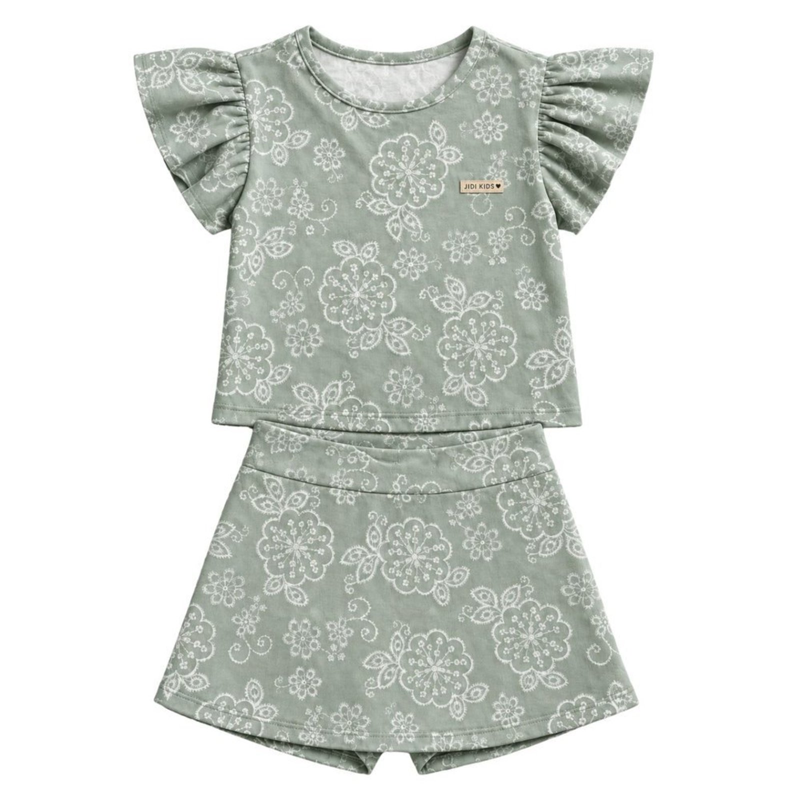 Infantil - Conjunto Menina Cropped e Shorts Saia Cotton Rotativo