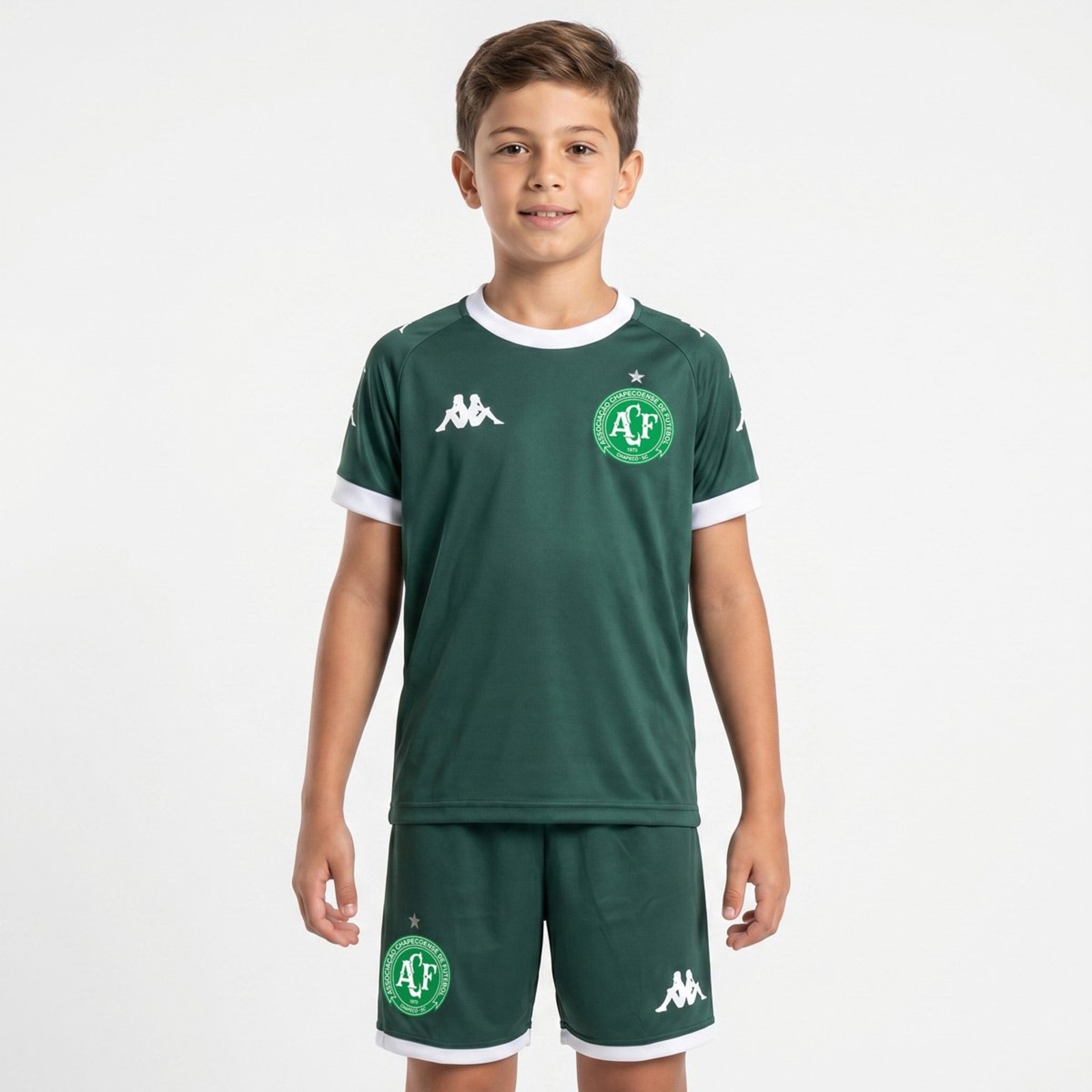 Kit Juvenil Kappa Chapecoense Supporter Echo Verde Escura