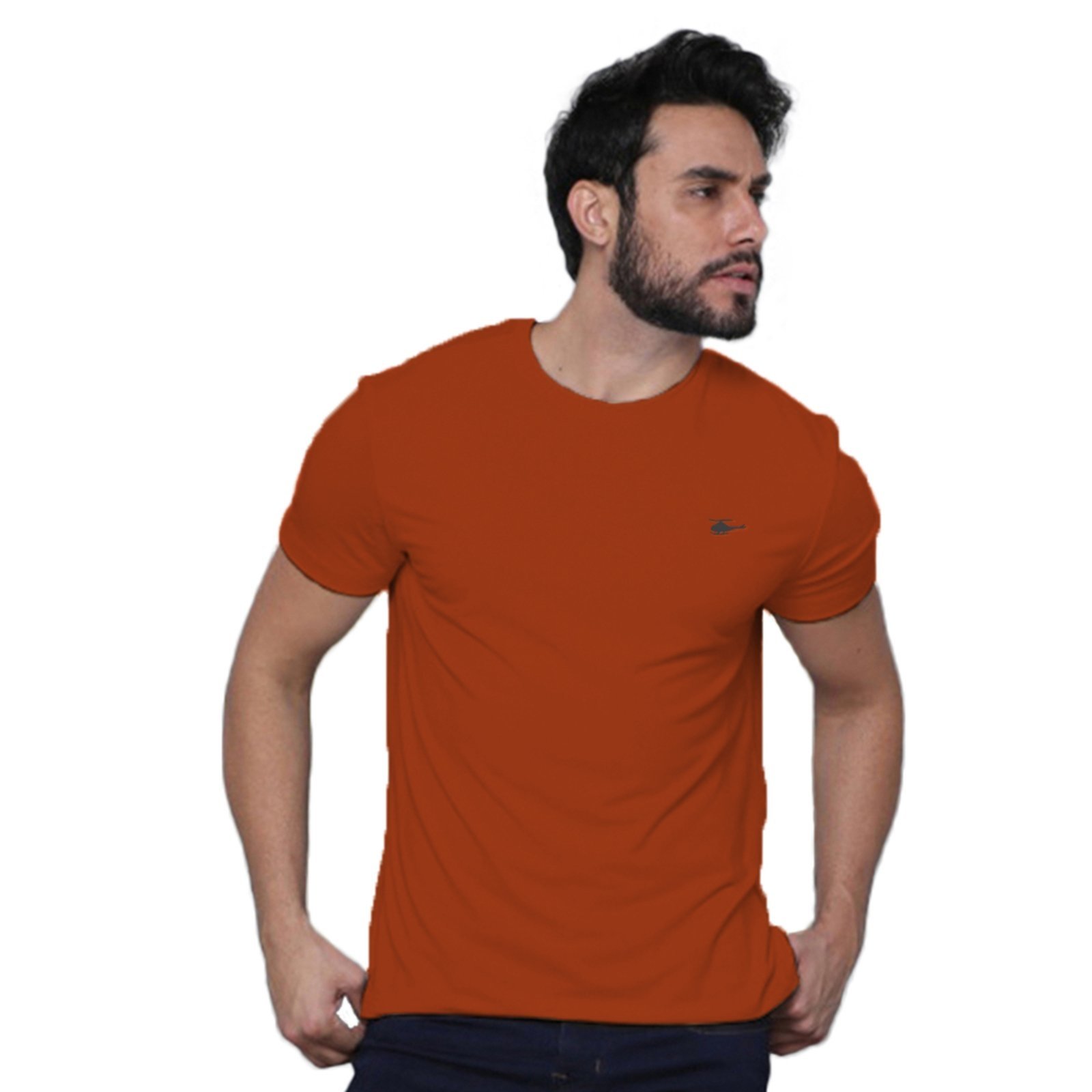 Camiseta Masculina Sallo Gola O Básica Premium Whiskey