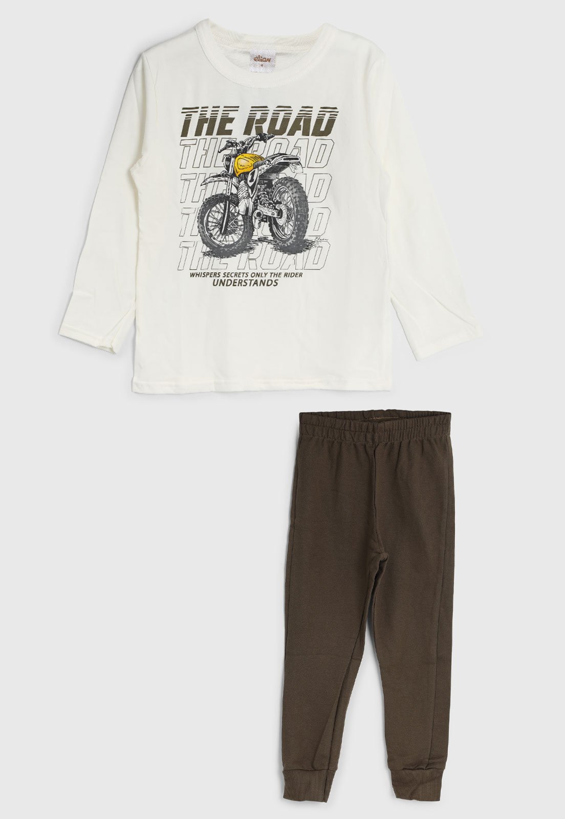 Infantil - Conjunto Elian Moto Estampada Off-White