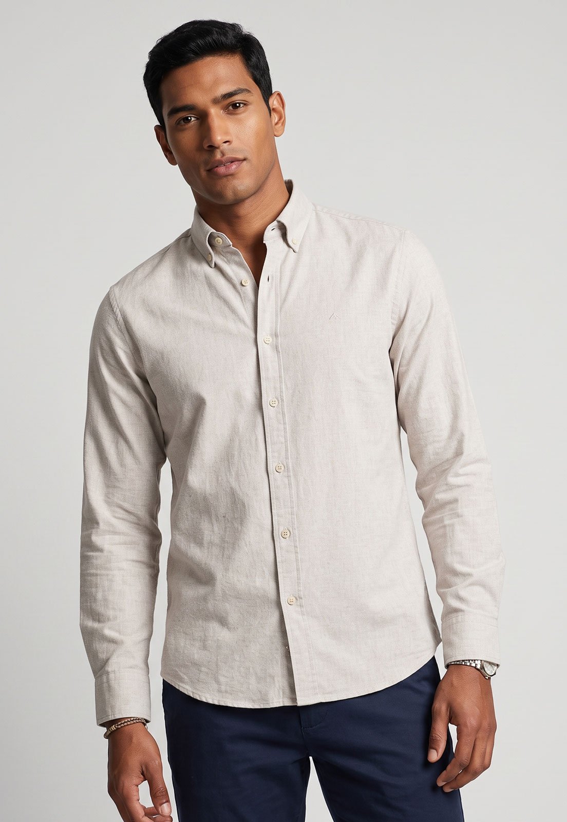 Camisa Masculina Aramis Manga Longa Classica Bege