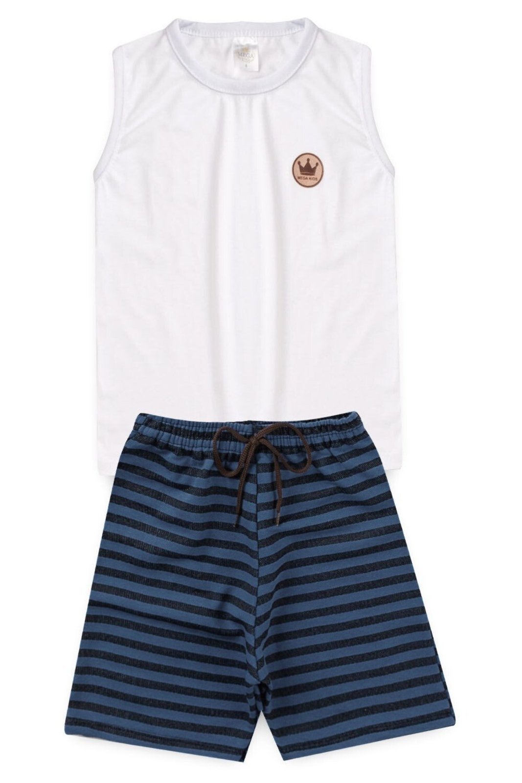 Infantil – Conjunto Masculino Regata Plaquinha Branco – Mega