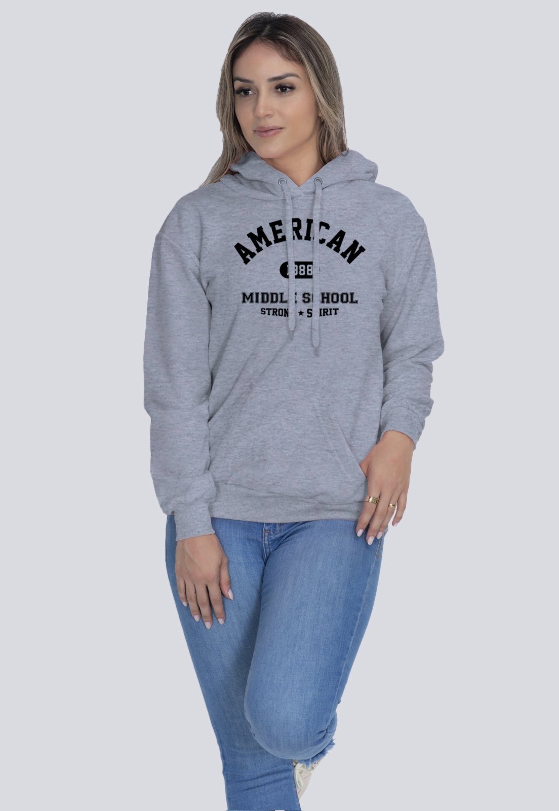 Vista 3 Moletom Feminino Flanelado Blusa de Frio American 1988 Lucas Lunny cinza Lucas Lunny cinza