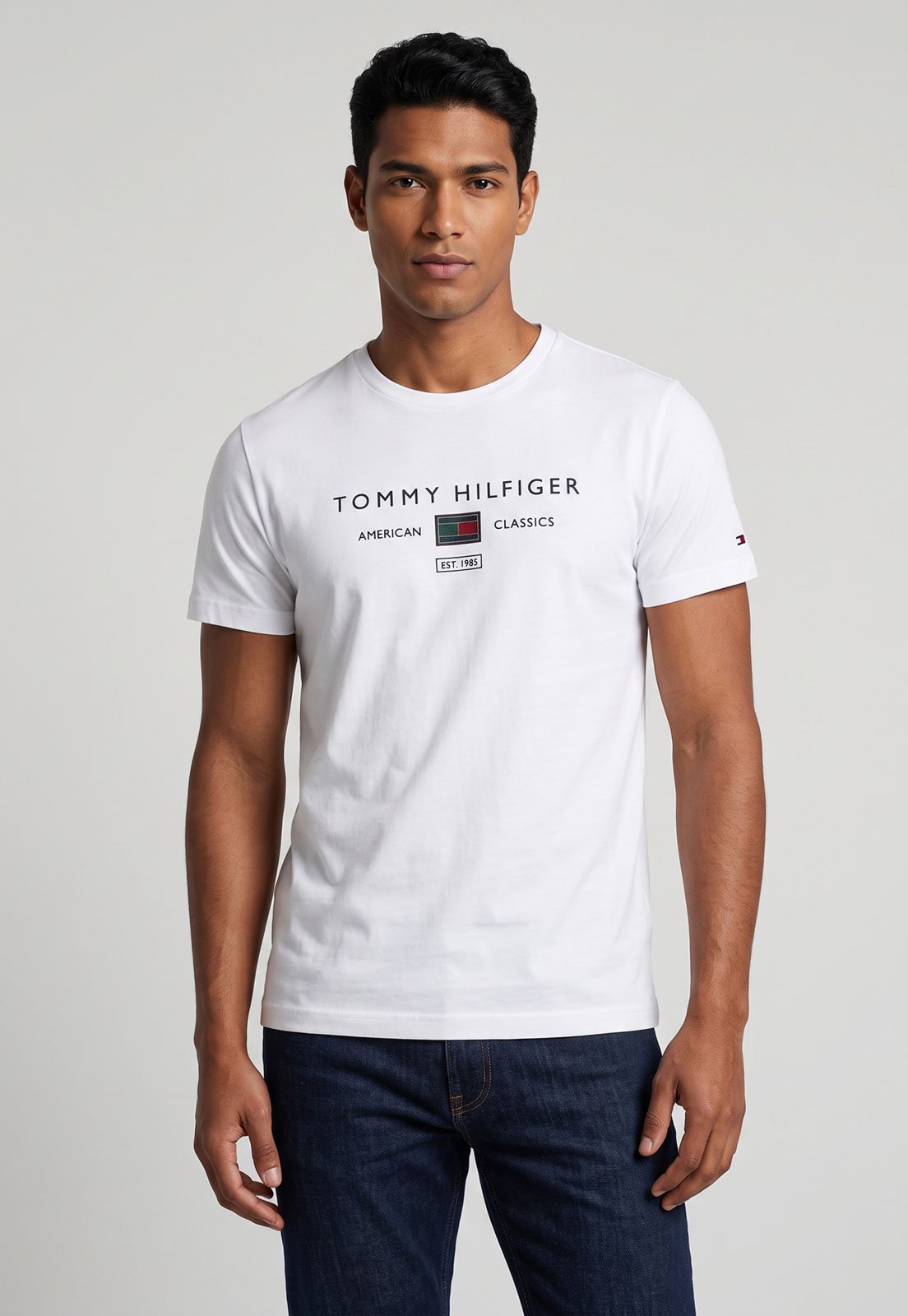 Camiseta Masculina Tommy Hilfiger Logo Branca