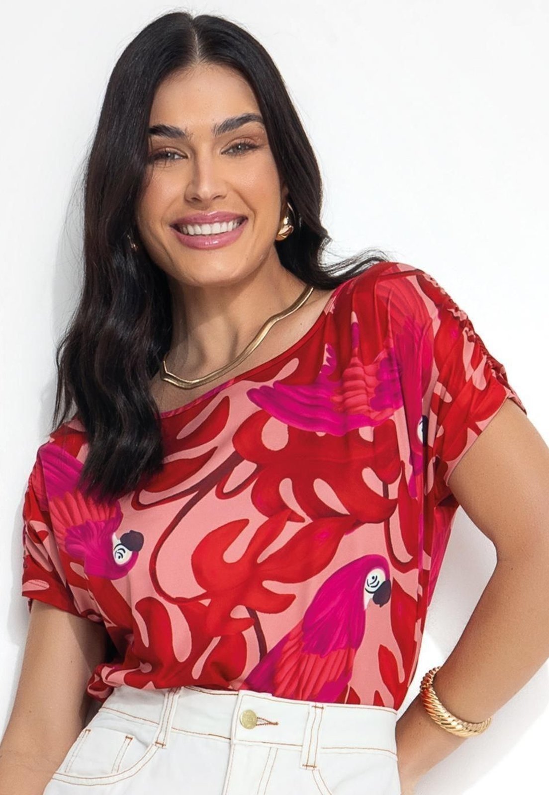Blusa Em Malha Fria Rosa Quintess