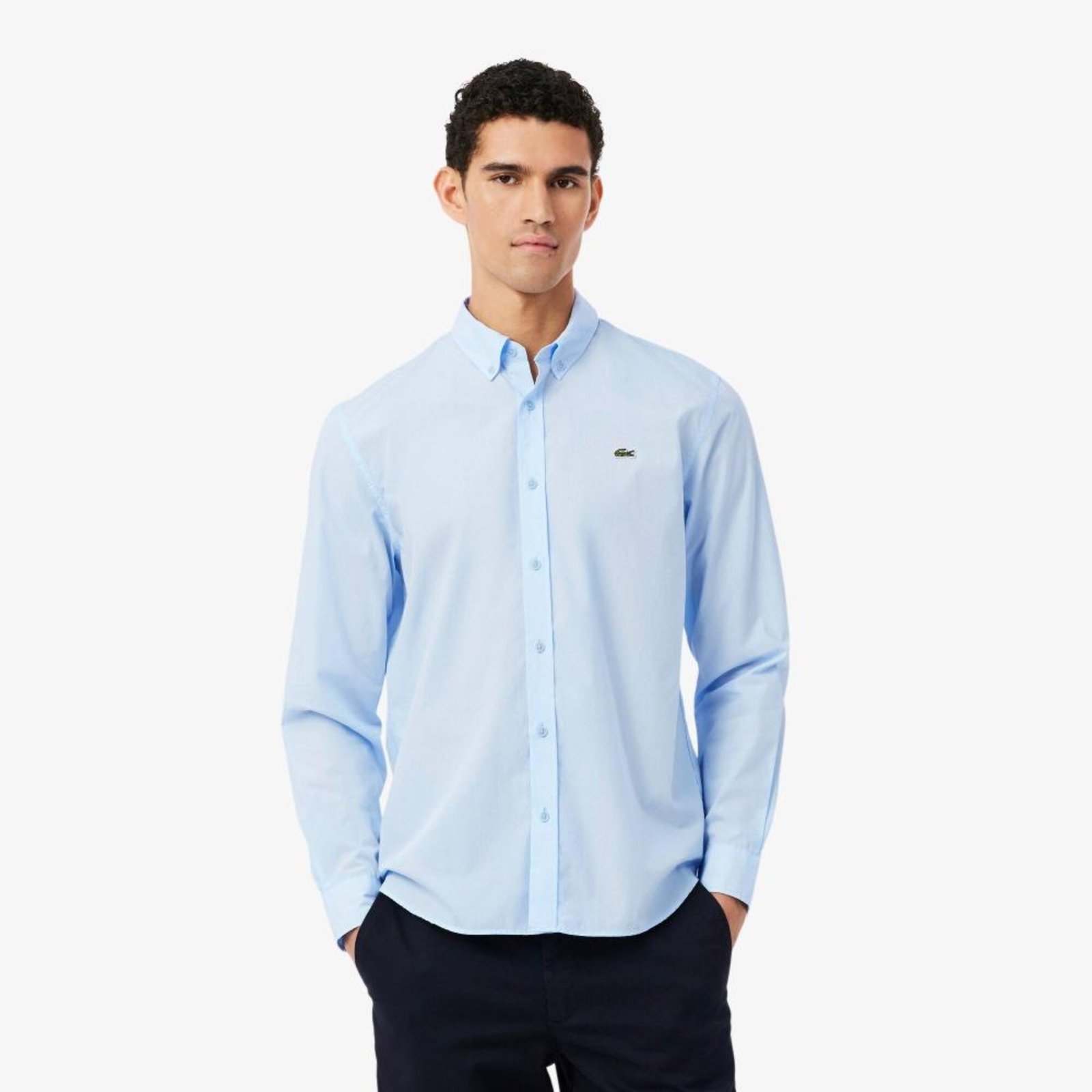 Camisa Modelagem reta em Popeline Stretch Azul