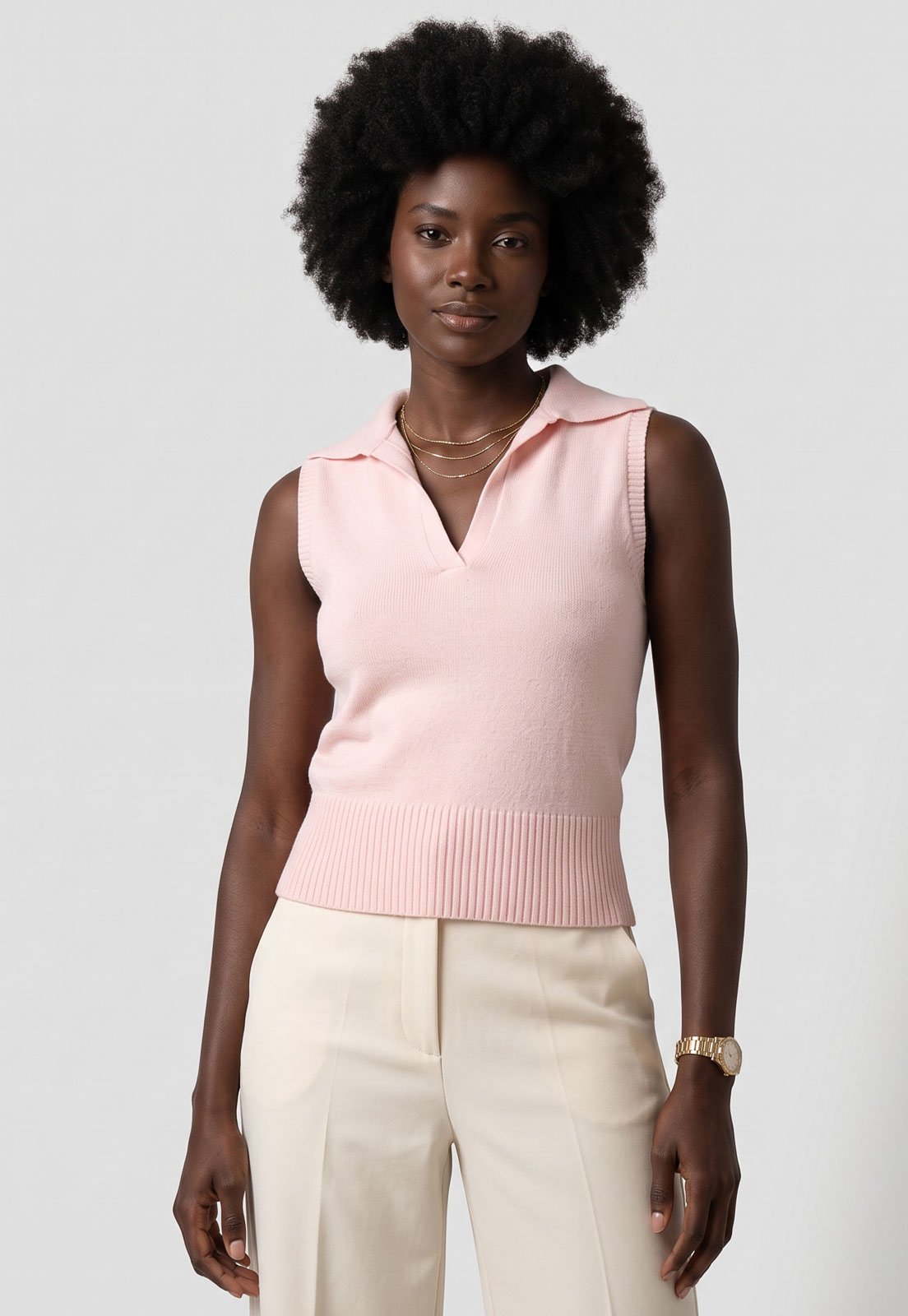Blusa Feminina Cantão Polo Tricot Rosa